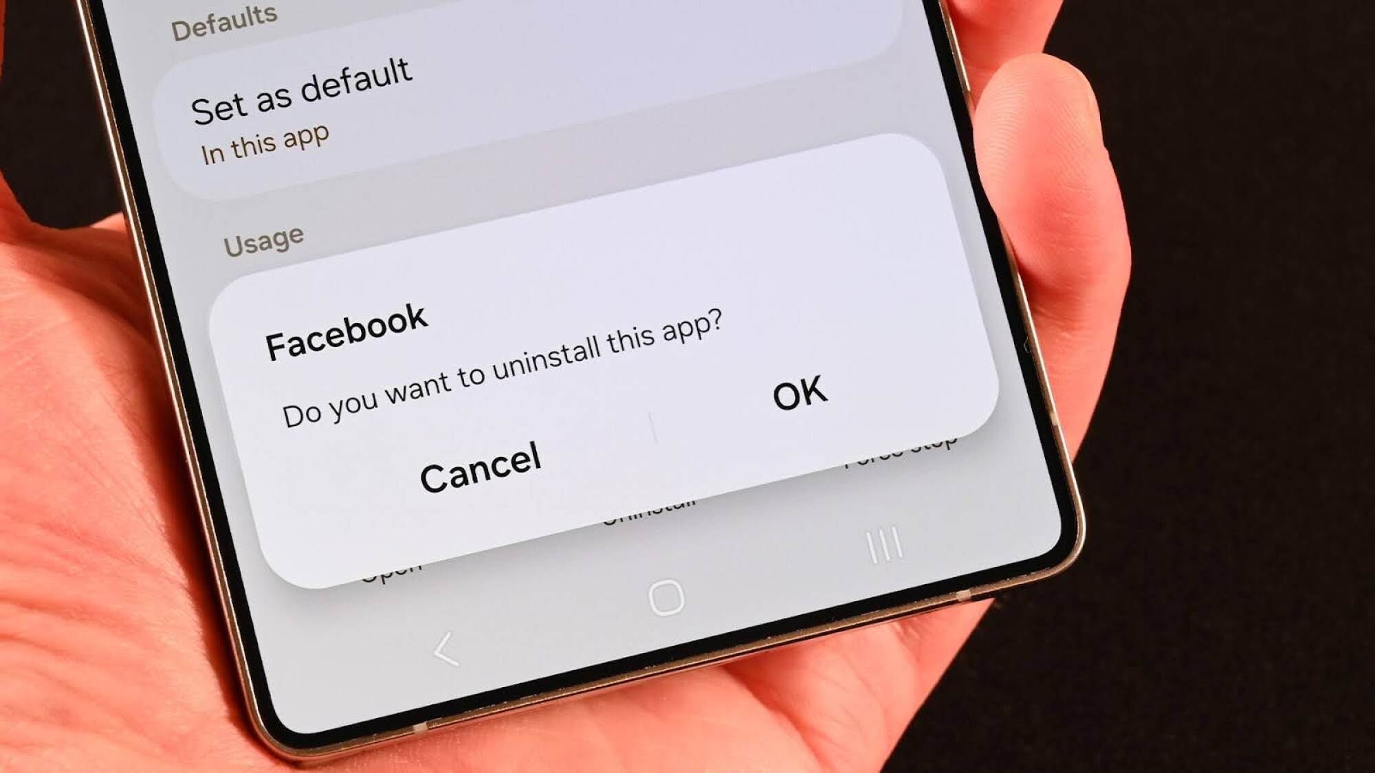 deleting facebook app from s25 galaxy phone