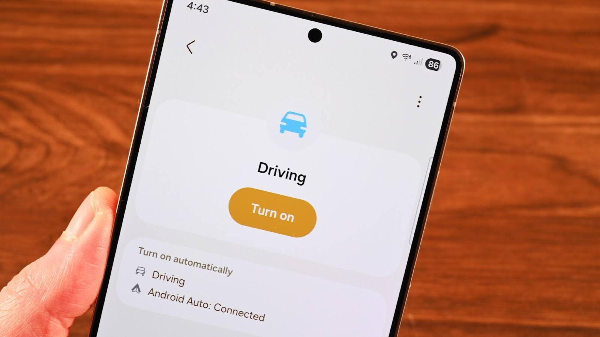 A samsung s25 screen displays settings for driving