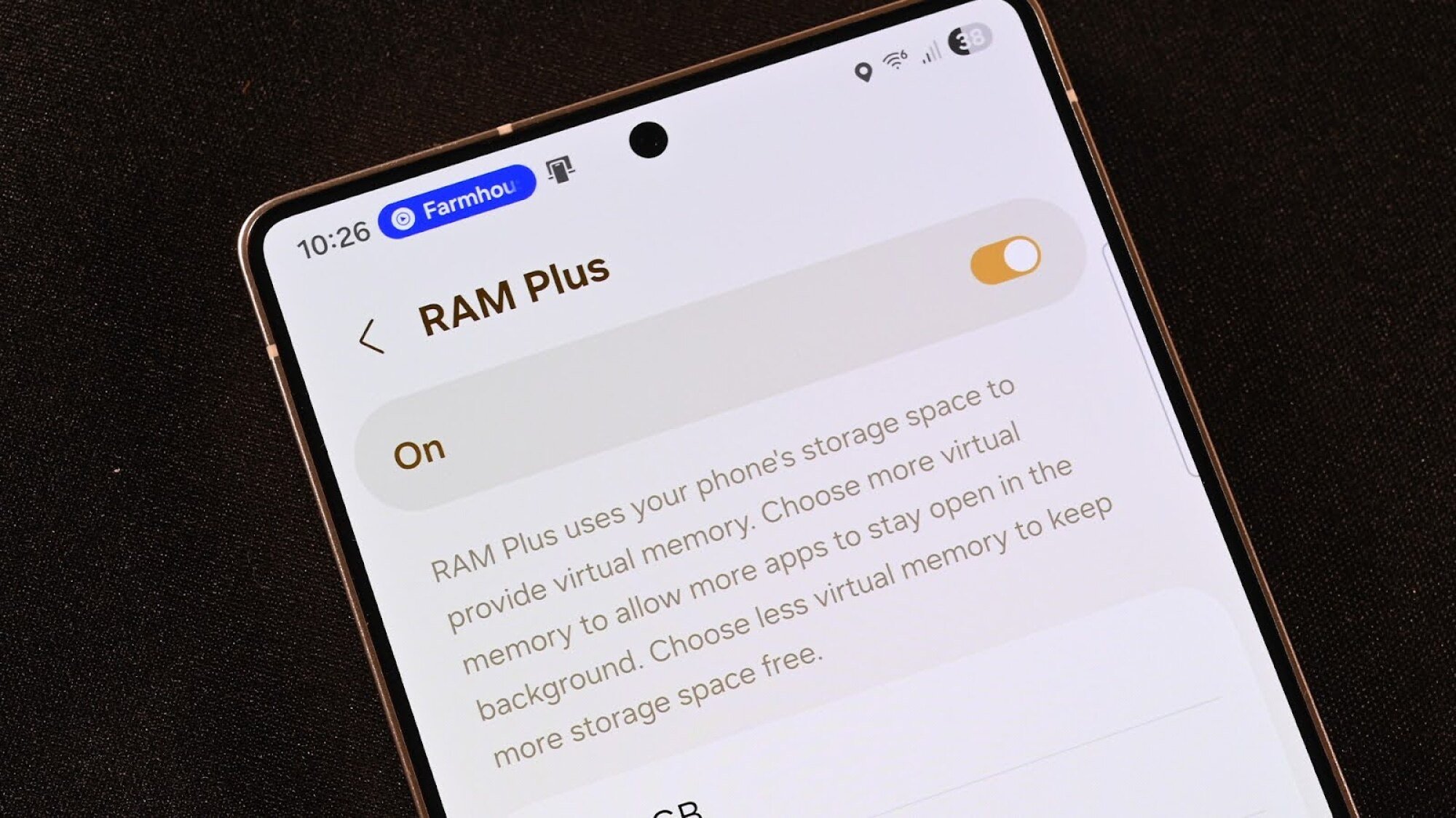 ram plus mode on s25 smartphone