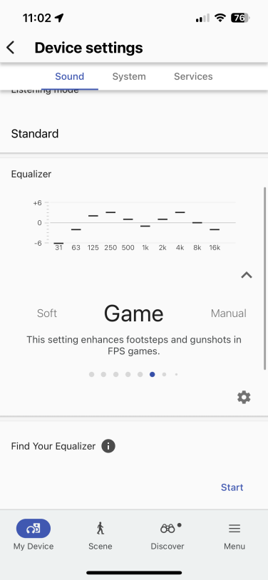equalizer settings in app for xm6 headphones