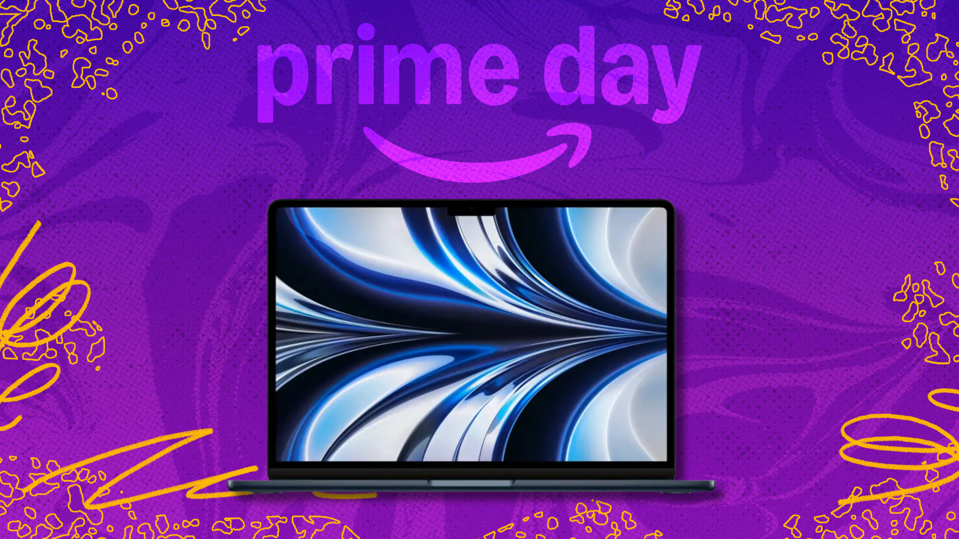 Apple M2 MacBook Air on purple abstract background