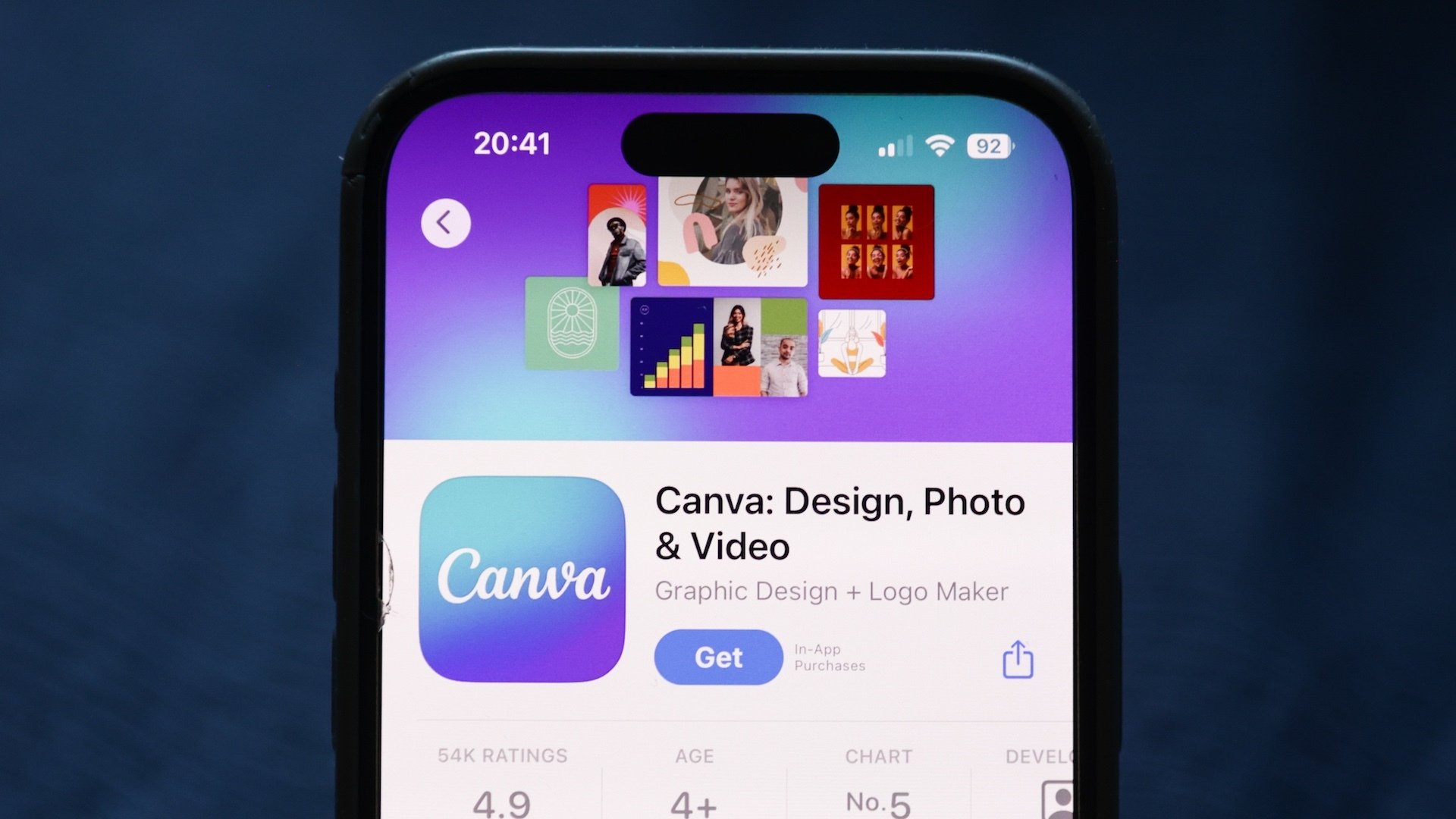 Canva on App Store displayed on a phone screen.