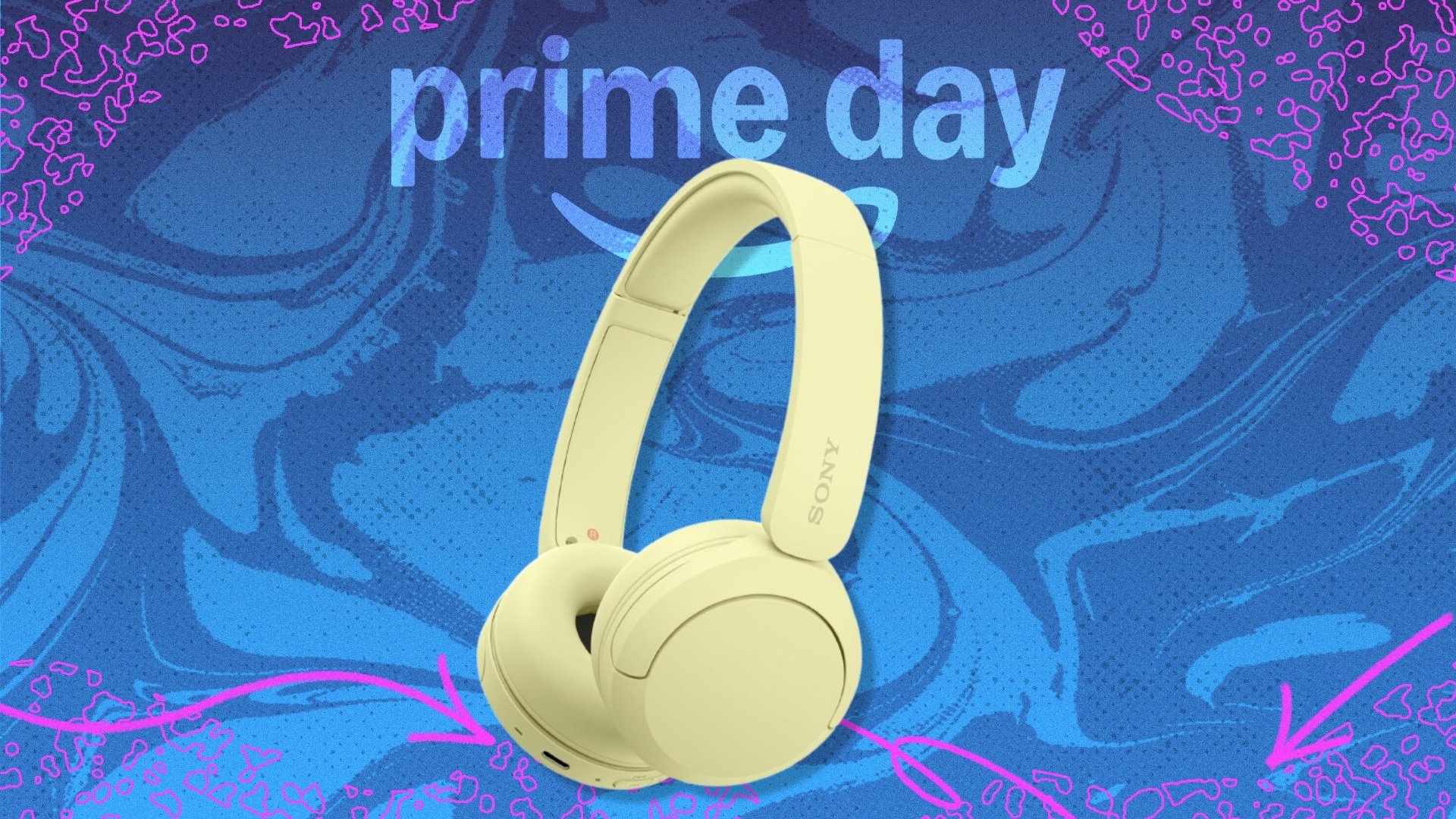 The Sony WH-CH520 Wireless Headphones on a blue background