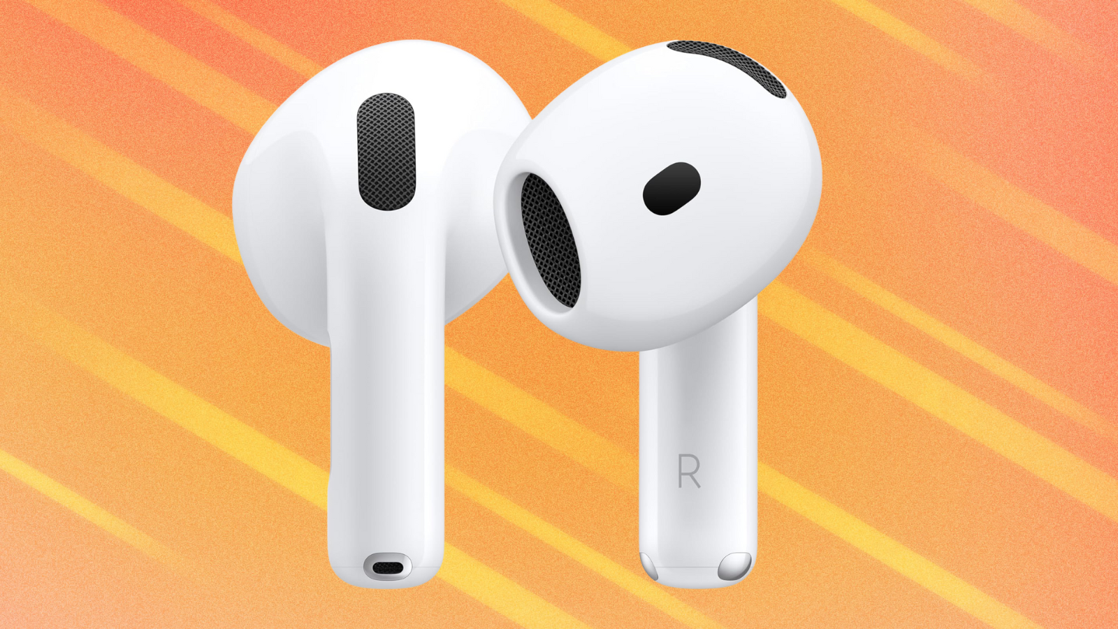 AirPods 4 on orange abstract background