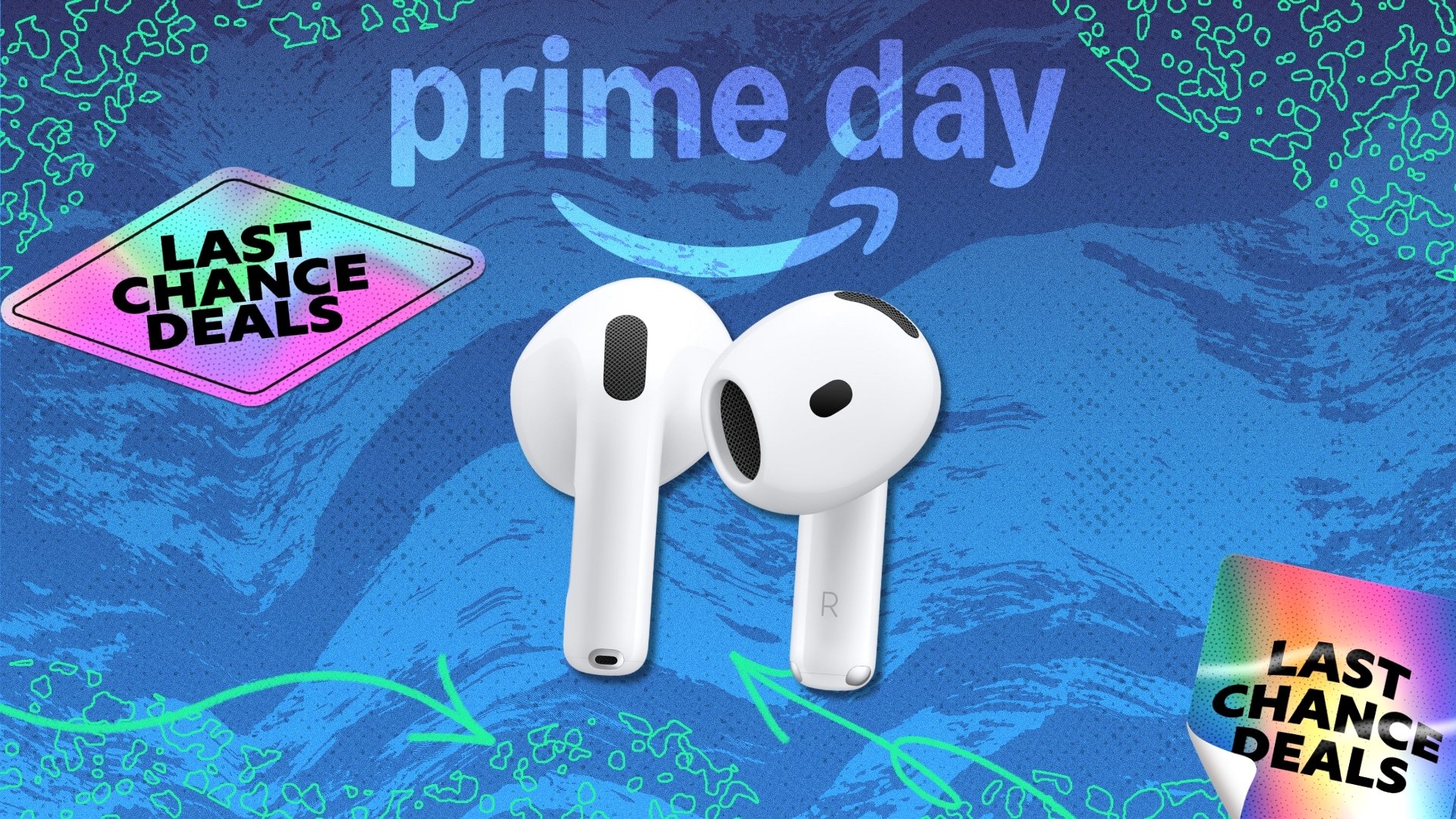 Apple AirPods 4 on Prime Day background