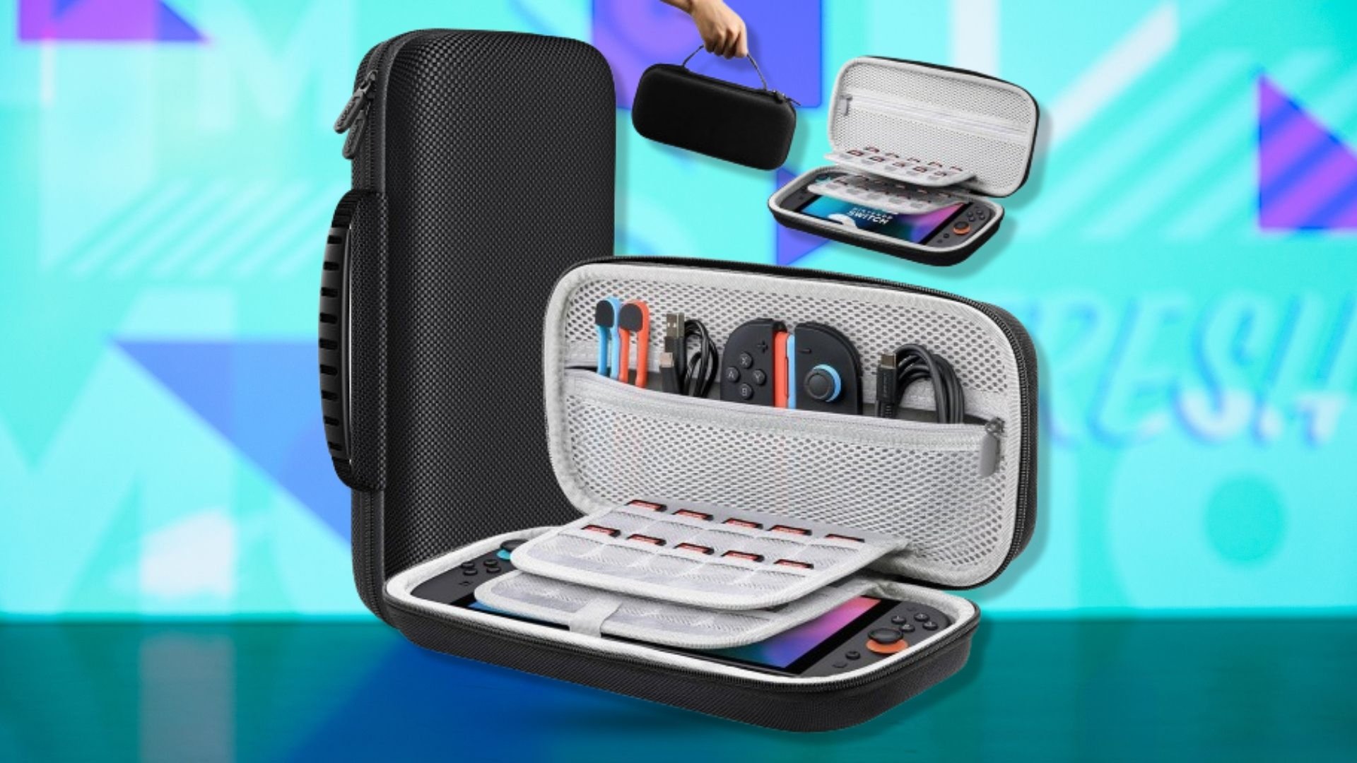 Lmcpa Carrying Case for Nintendo Switch 2 on a blue background