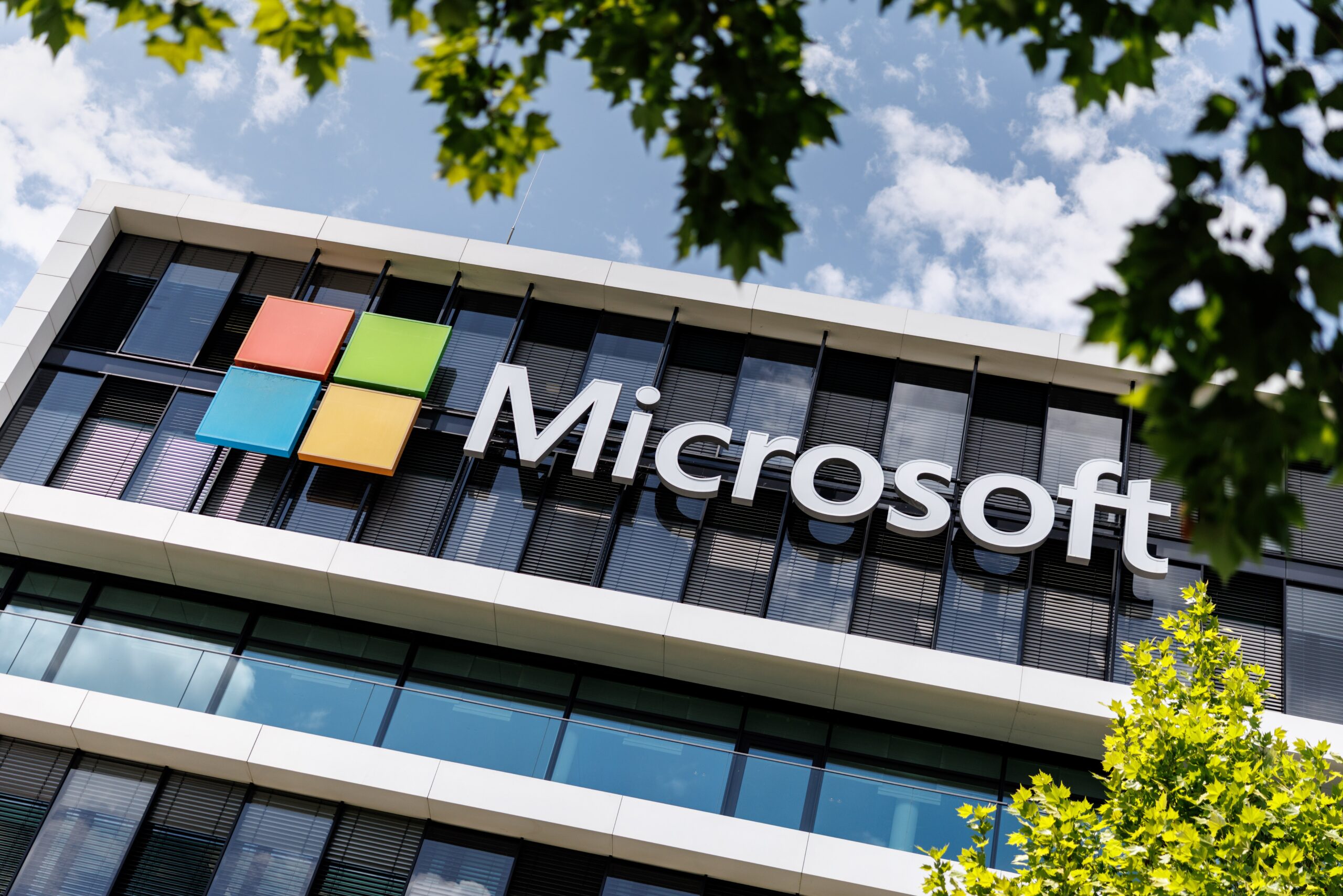 microsoft logo on a building