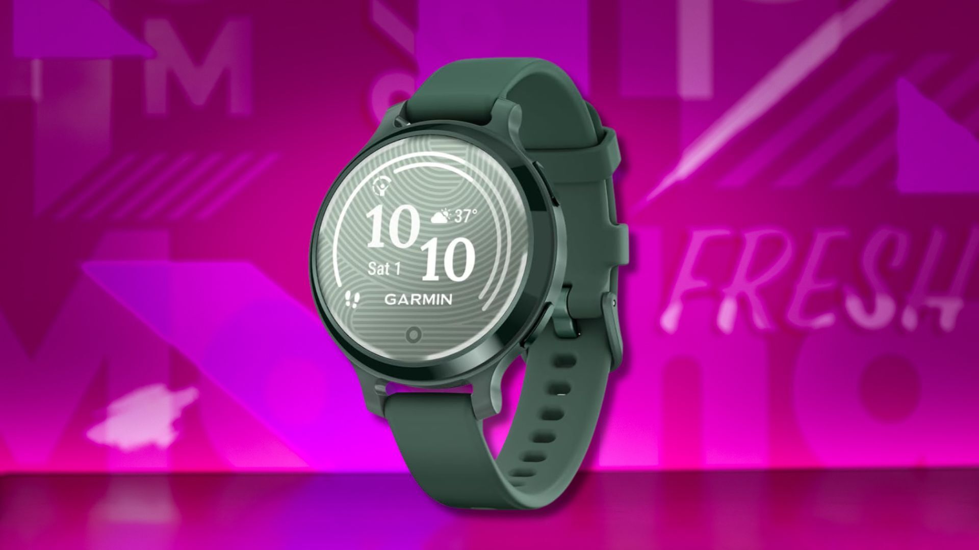 garmin lily 2 active smartwatch against a pink patterned background