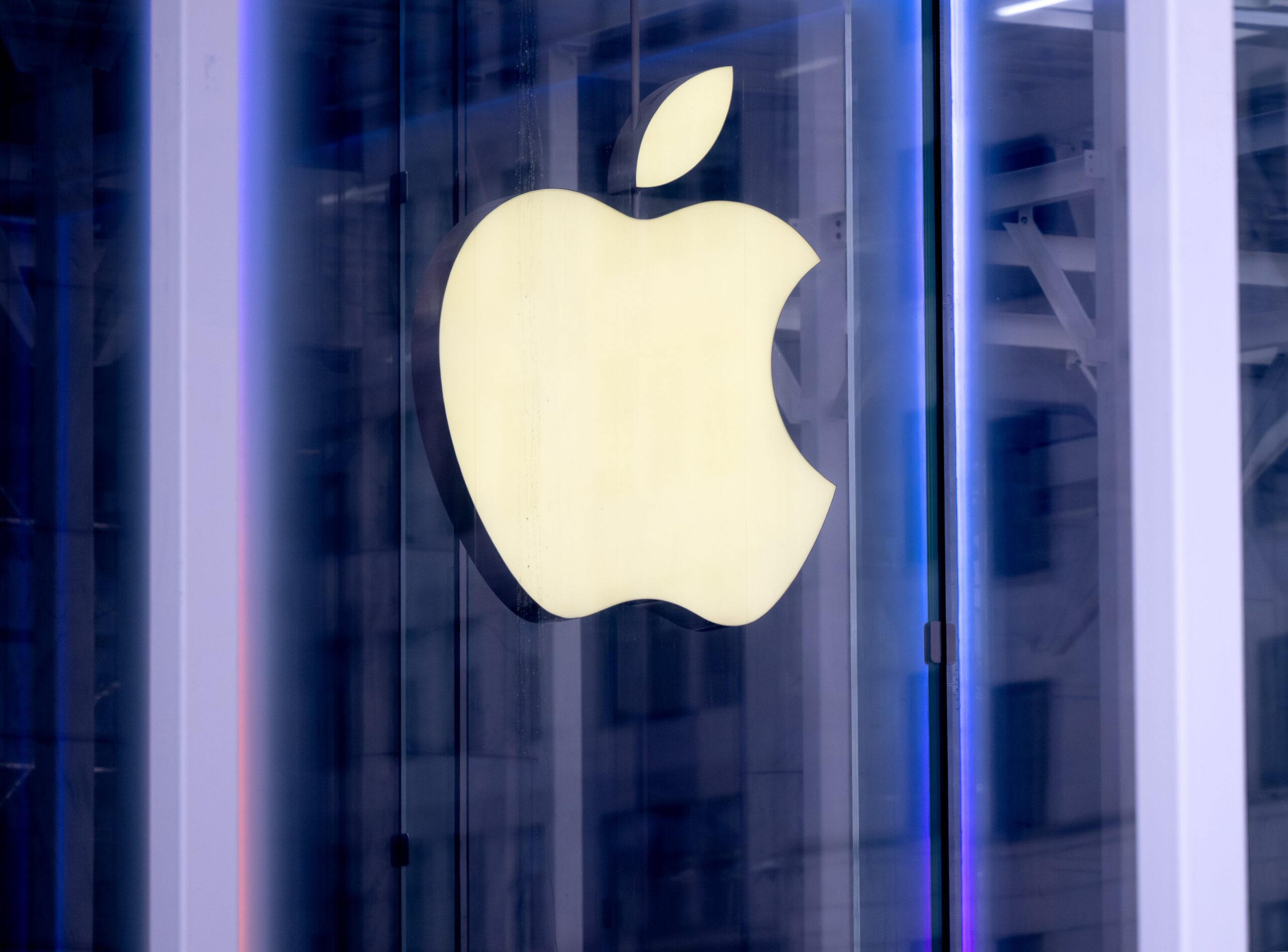apple logo on a building