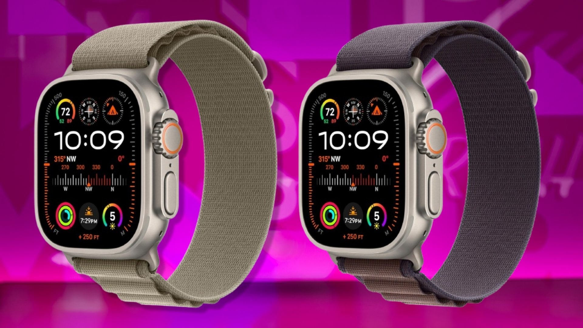 The Apple Watch Ultra 2 on a purple background