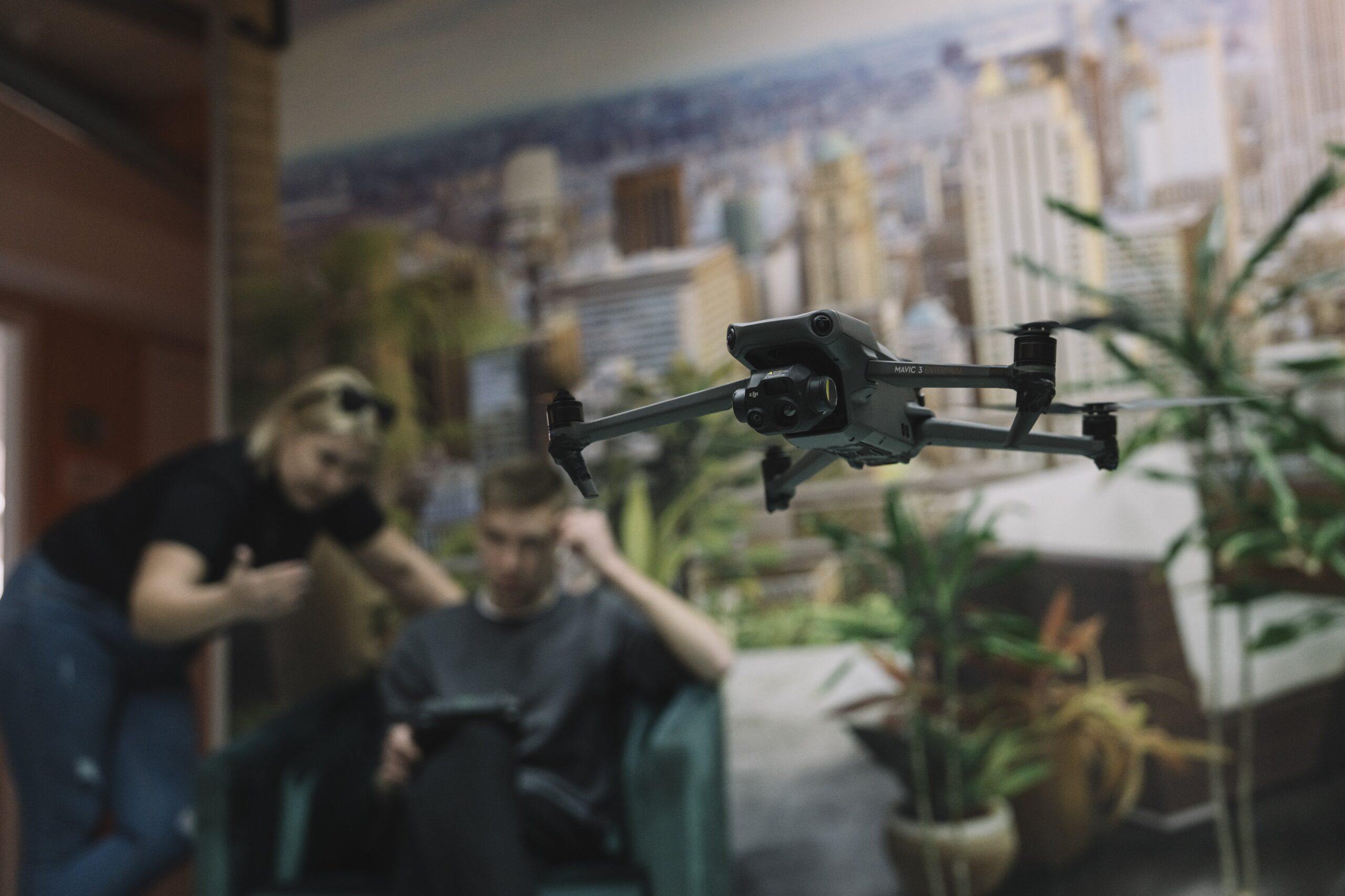 Engineers of VOL company conduct a test flight of drone DJI Mavic on April 16, 2025 in Kyiv Oblast, Ukraine. Volunteer Optical Laboratory (VOL) is a charitable organization that restore