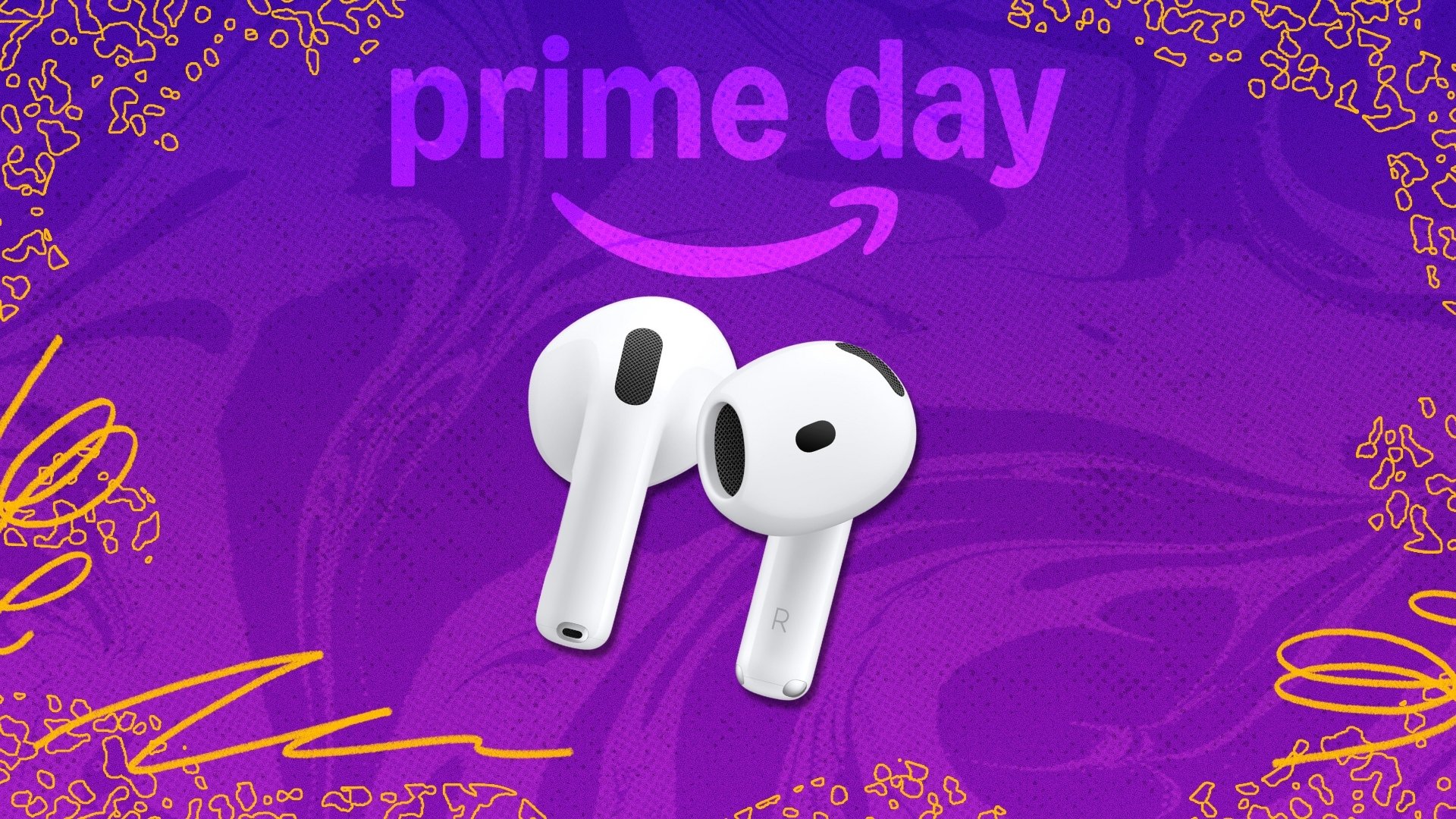 Apple AirPods on Prime Day background