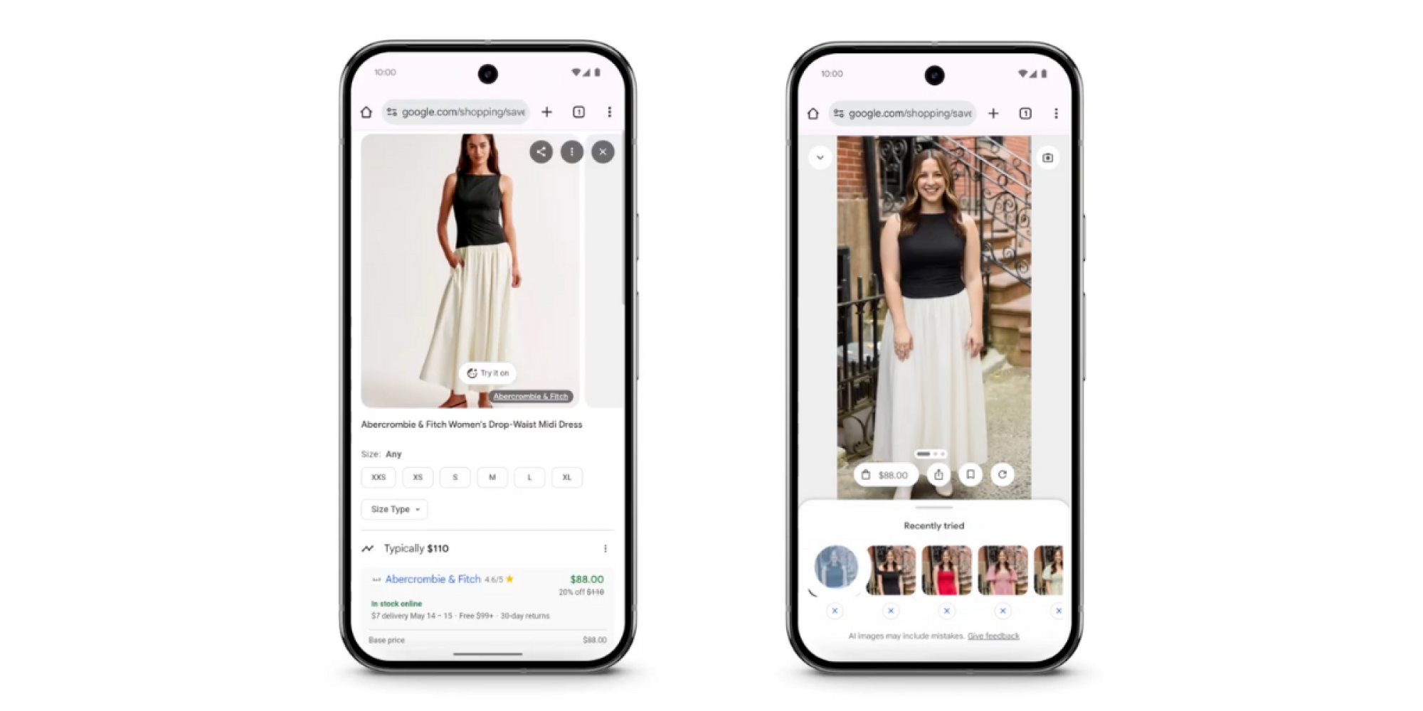 the google try it on feature on mobile