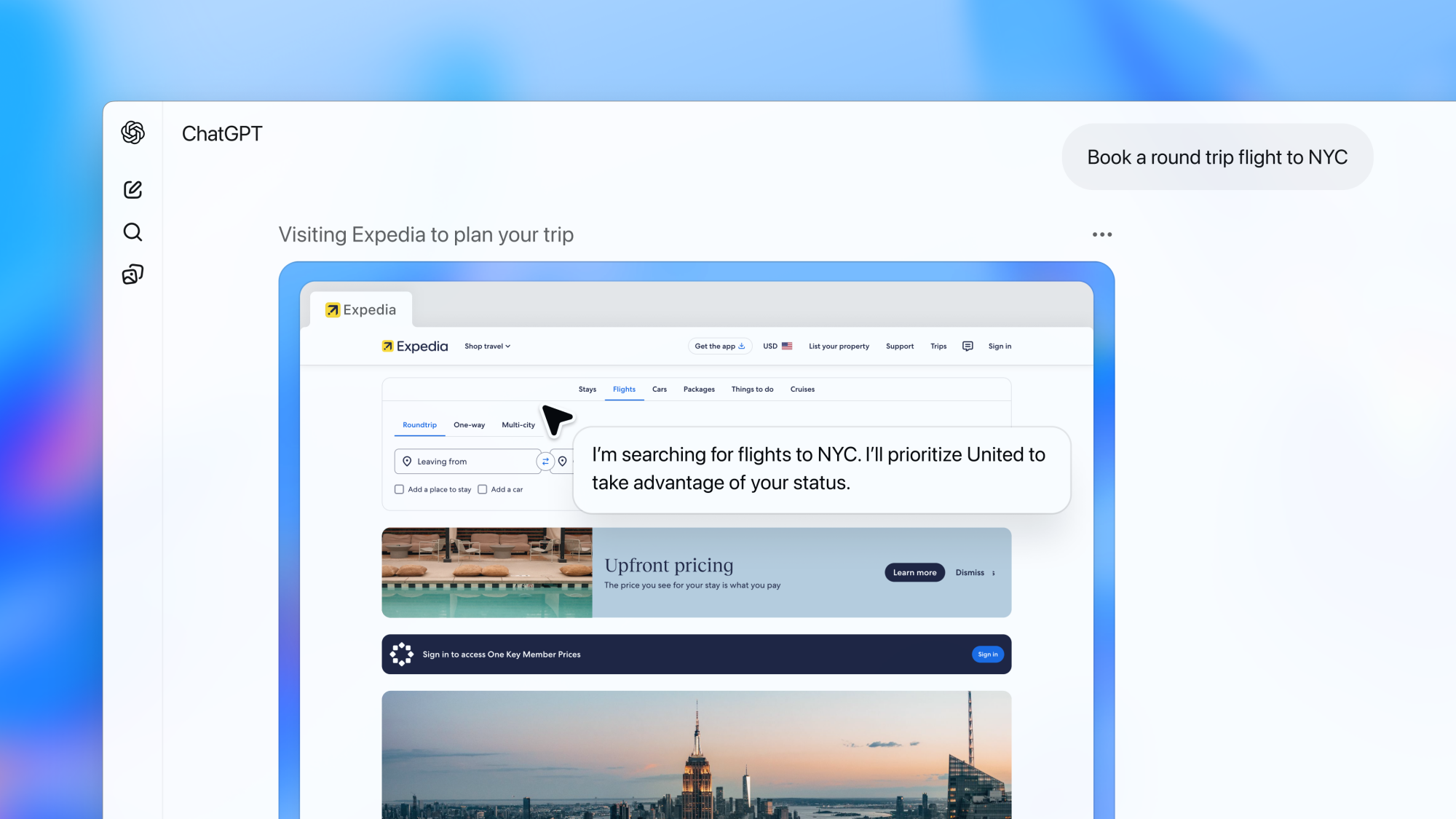 preview of openAI agentic browser