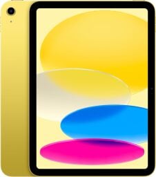 yellow apple ipad against a white background