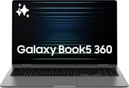 Samsung Galaxy Book5 laptop open with blue and green lines on screen
