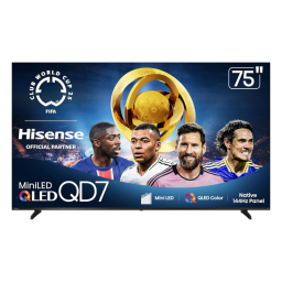 Hisense 75" Class QD7 Series Mini-LED 4K TV on white background