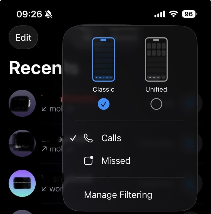 Apple Classic Unified Phone app