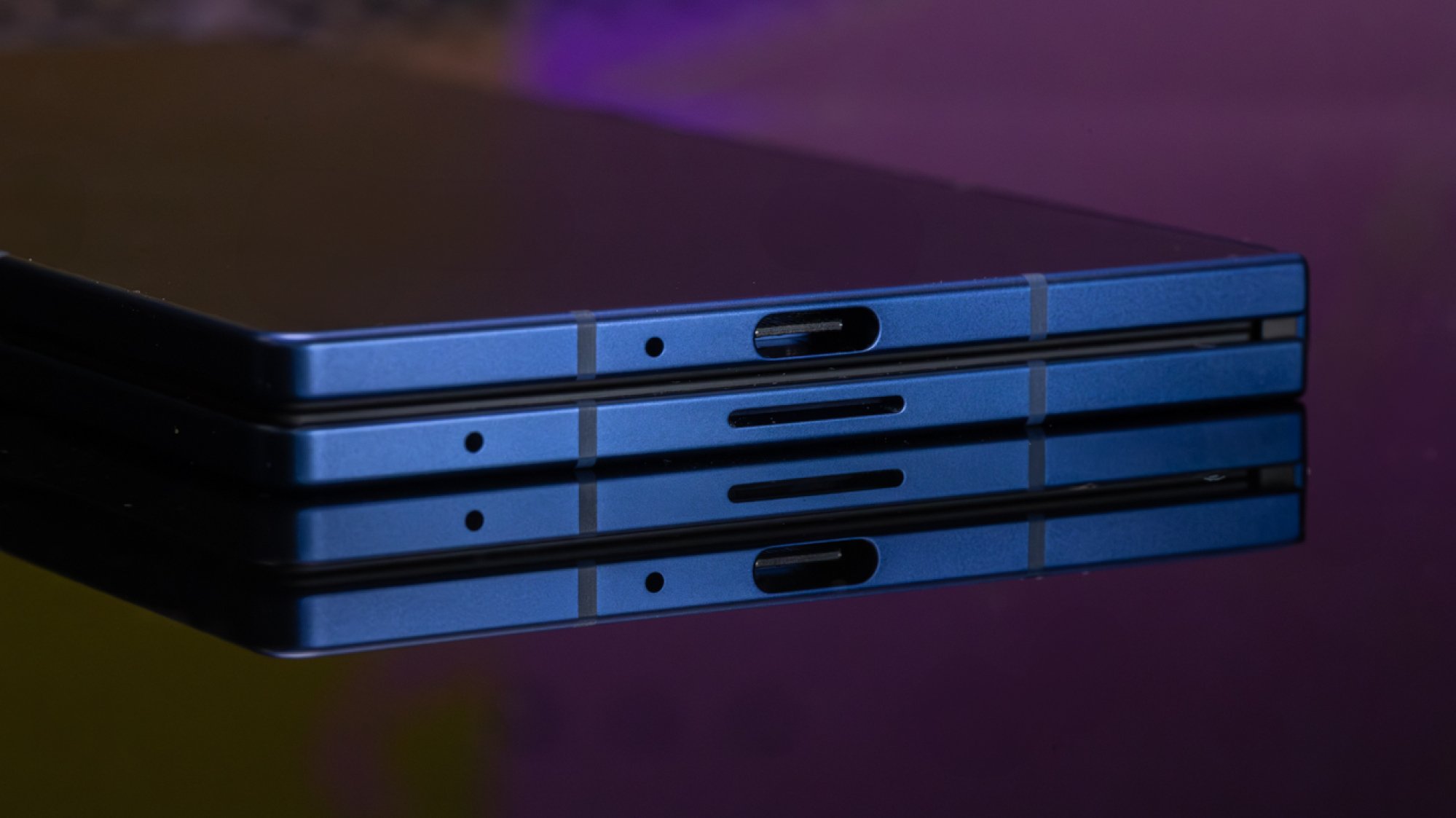 Photo showing off how thin the Z Fold 7 is when folded