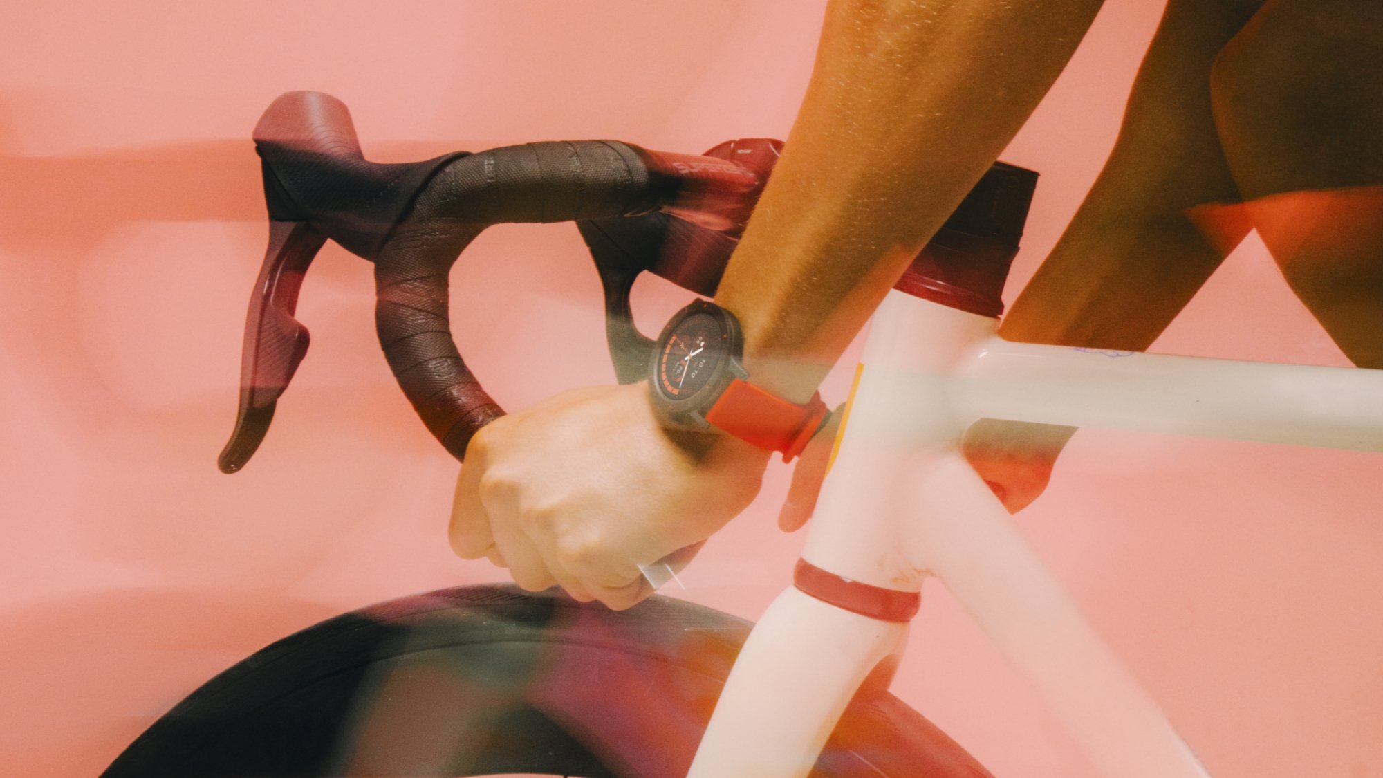 close-up of athlete wearing nothing cmf watch 3 pro on a bike