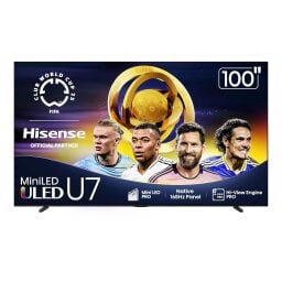 Hisense 100-inch U7 Mini-LED 4K Smart TV on a white background