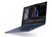 Lenovo Yoga 9i laptop open with DJ program on screen