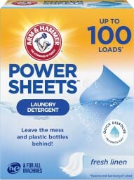 Box of laundry detergent sheets