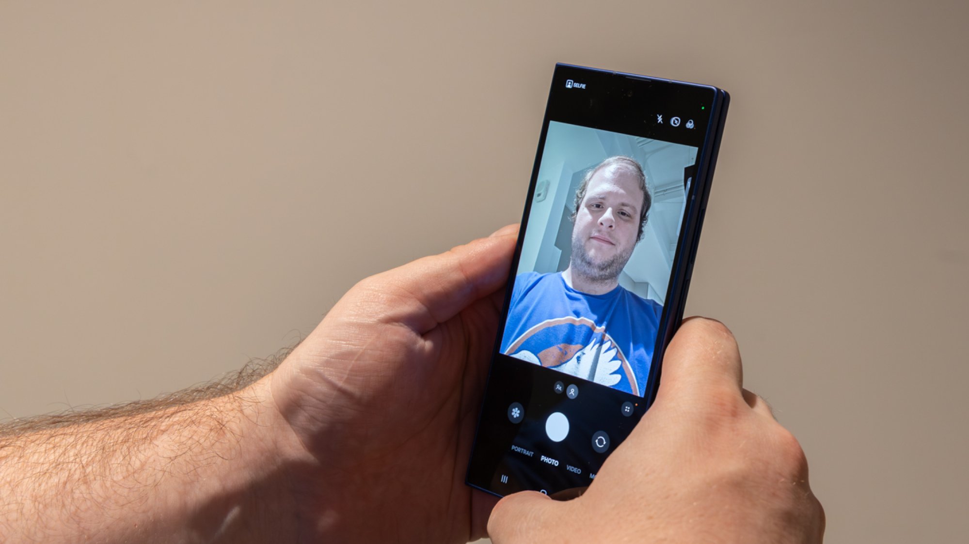 Me taking a selfie on Z Fold 7