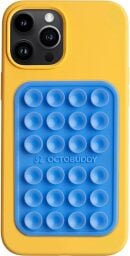an octobuddy-clad yellow phone on white background
