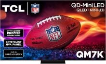 TCL TV with football and rainbow light streaks on screen