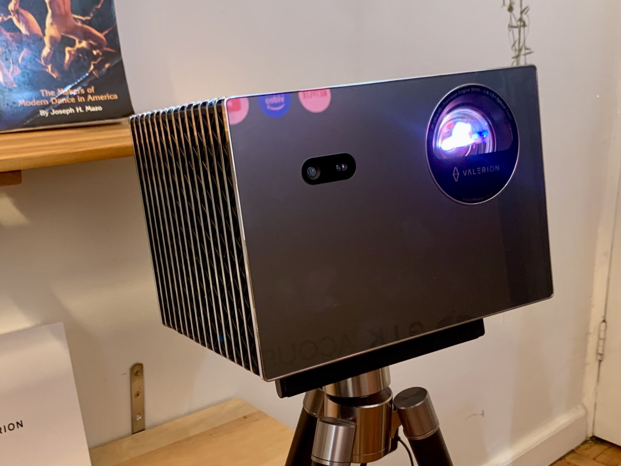The Valerion Projector is shown in a room.