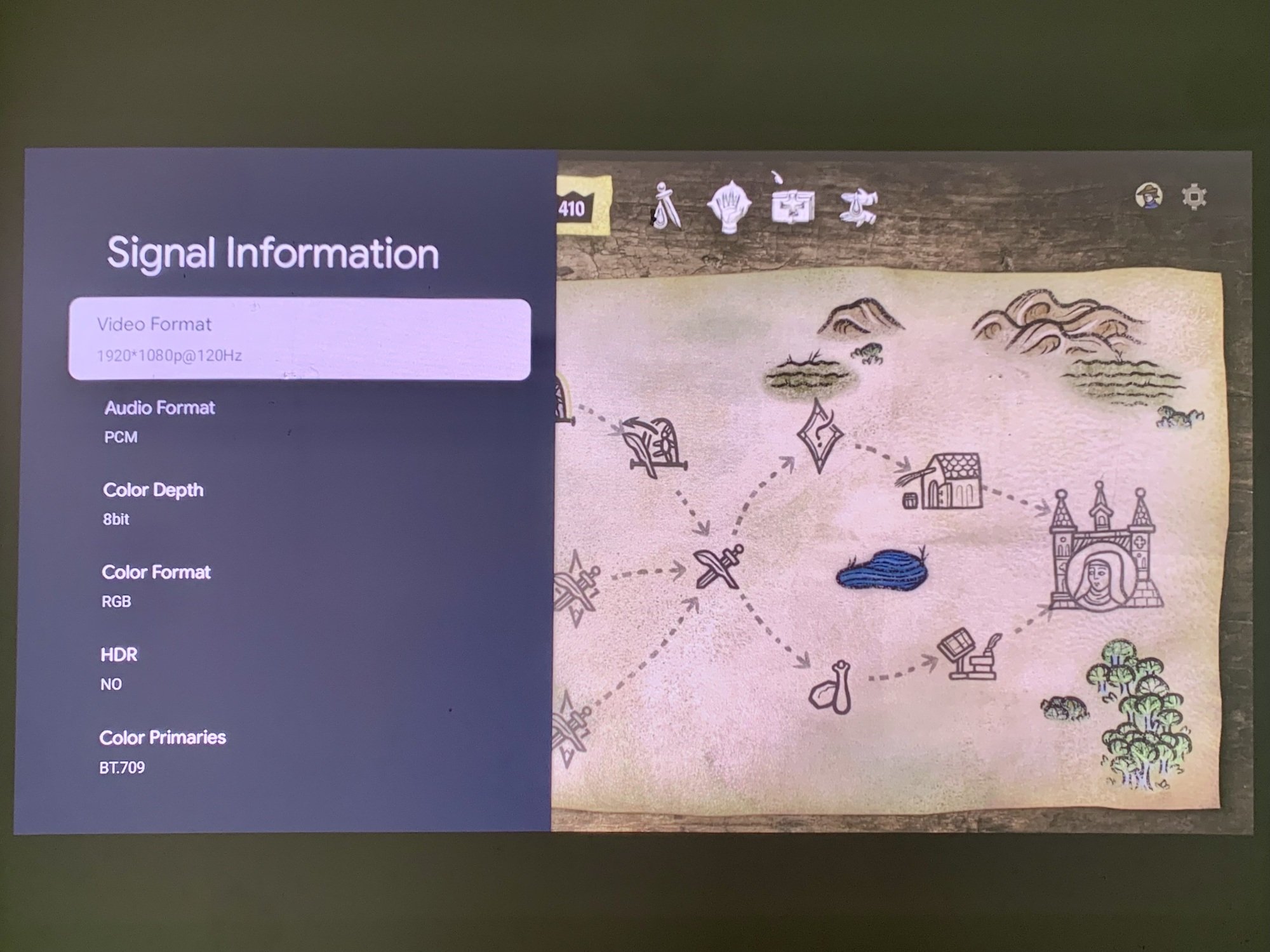 A scene from Inkulinati is shown with a menu in front of it displaying the video format.