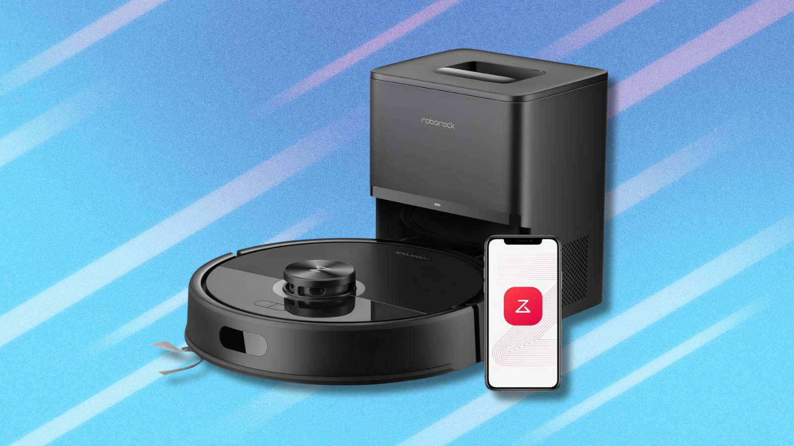 Roborock Q7 M5+ on light blue abstract background