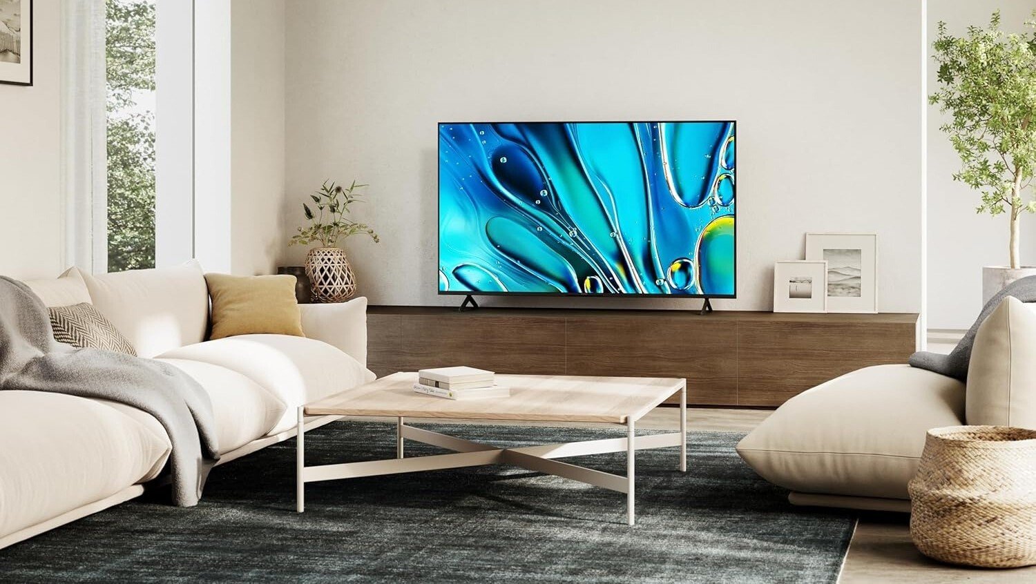 the Sony class 4k ultra HD TV in a white living room