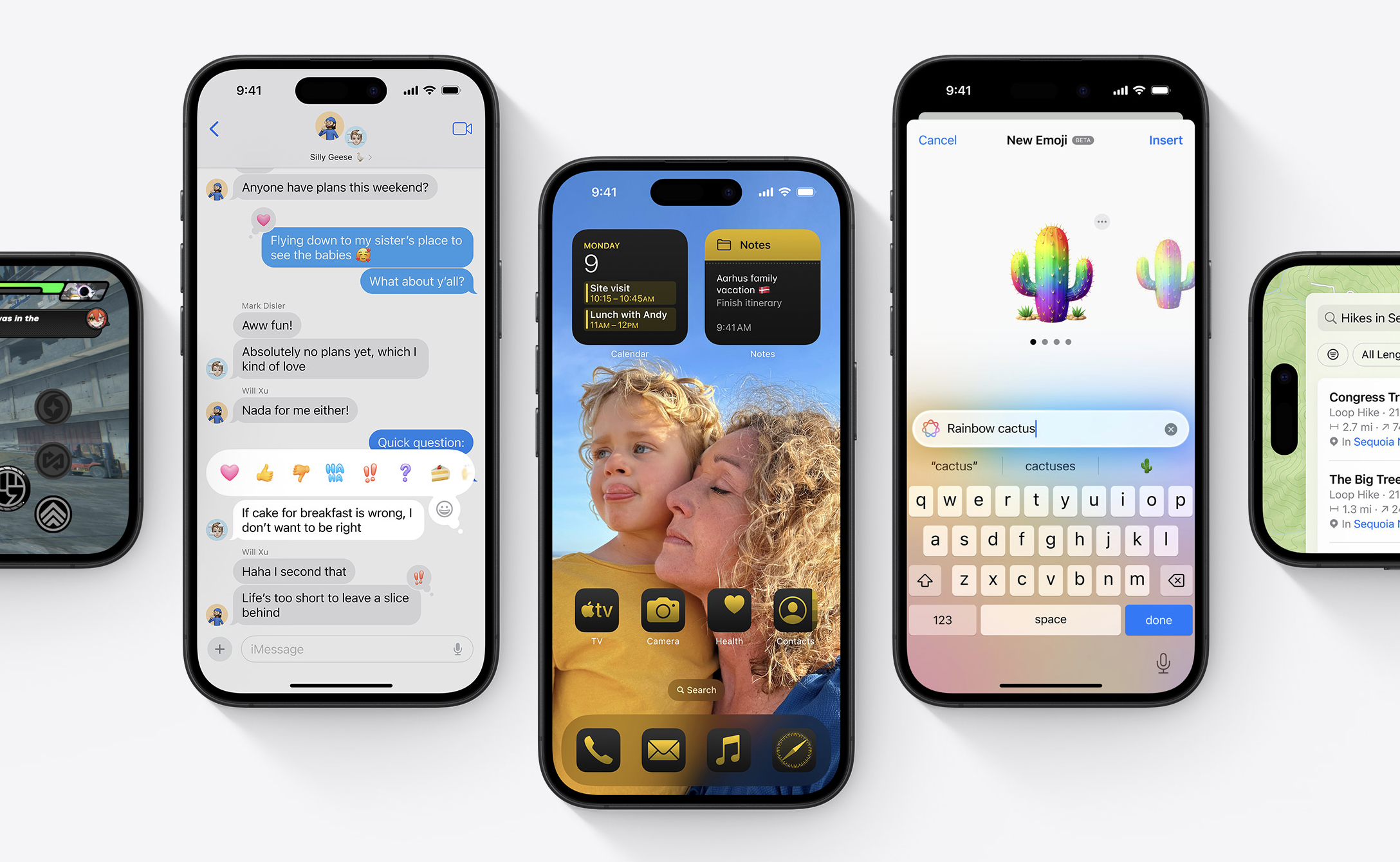 Apple iOS 18 shown on various iPhones.