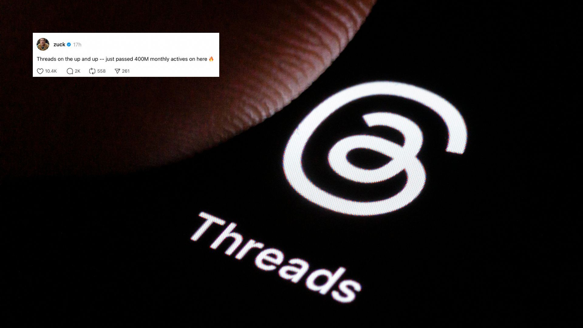 A close-up of the Threads logo on a smartphone.
