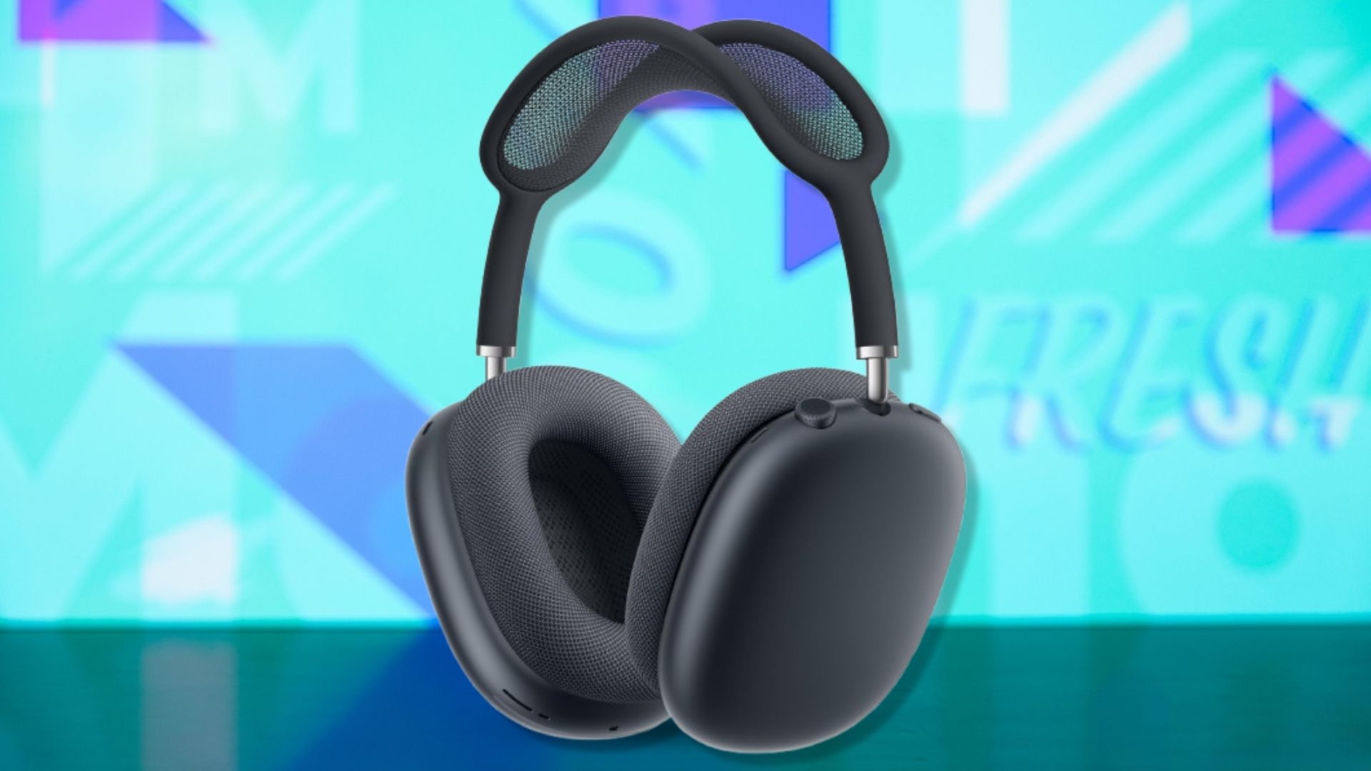 Apple AirPods Max Wireless Over-Ear Headphones on a blue background