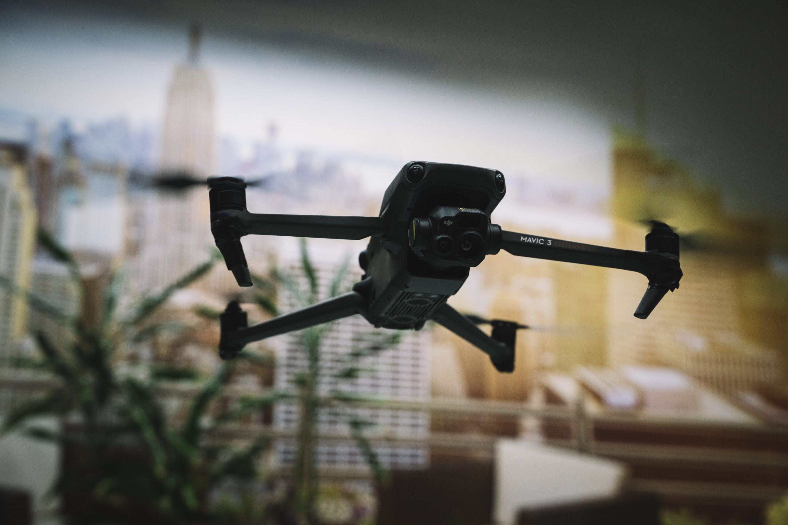 An engineer of VOL company conducts a test flight of drone DJI Mavic
