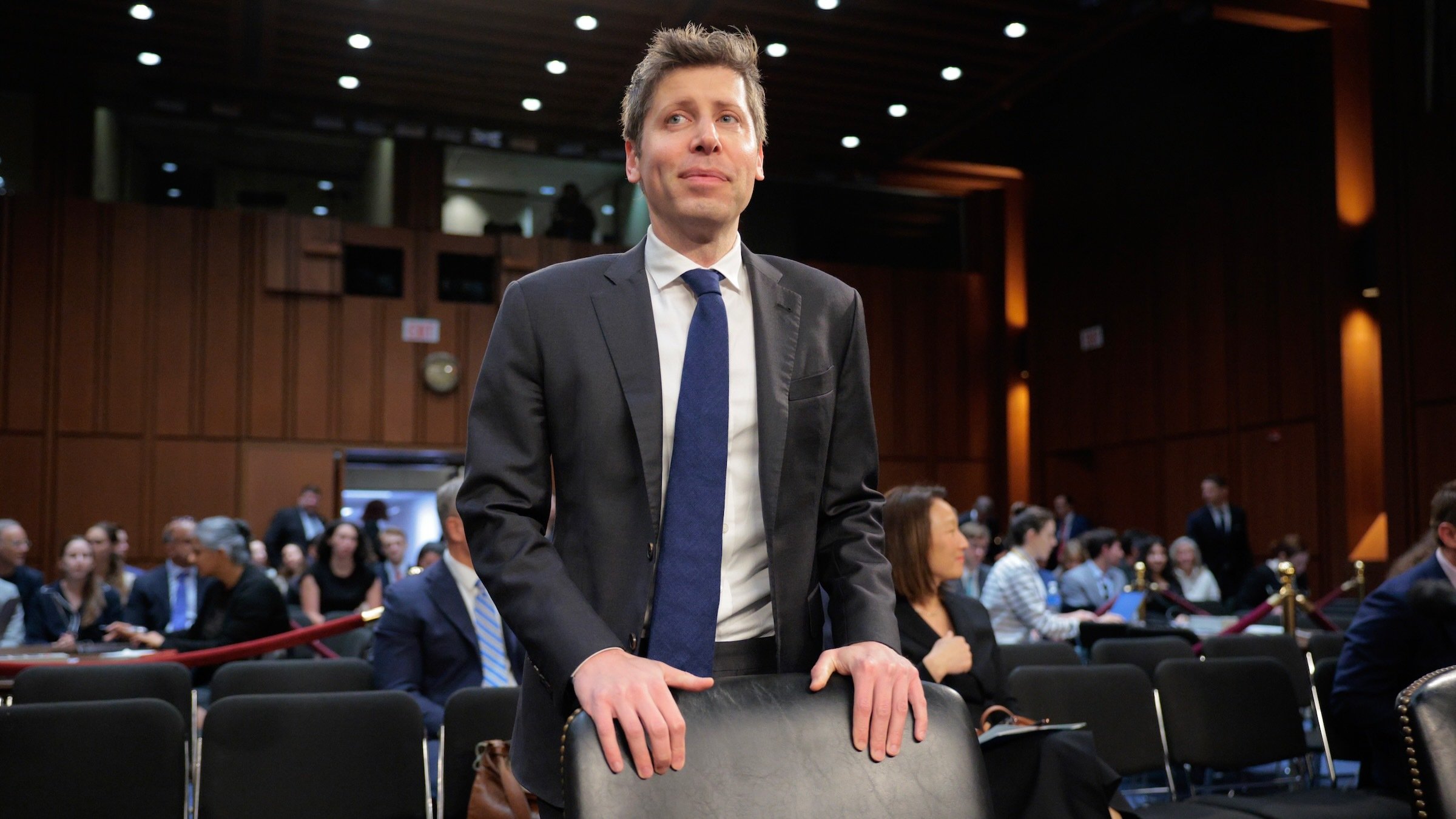 OpenAI CEO Sam Altman arrives to testify before the Senate in may 2025