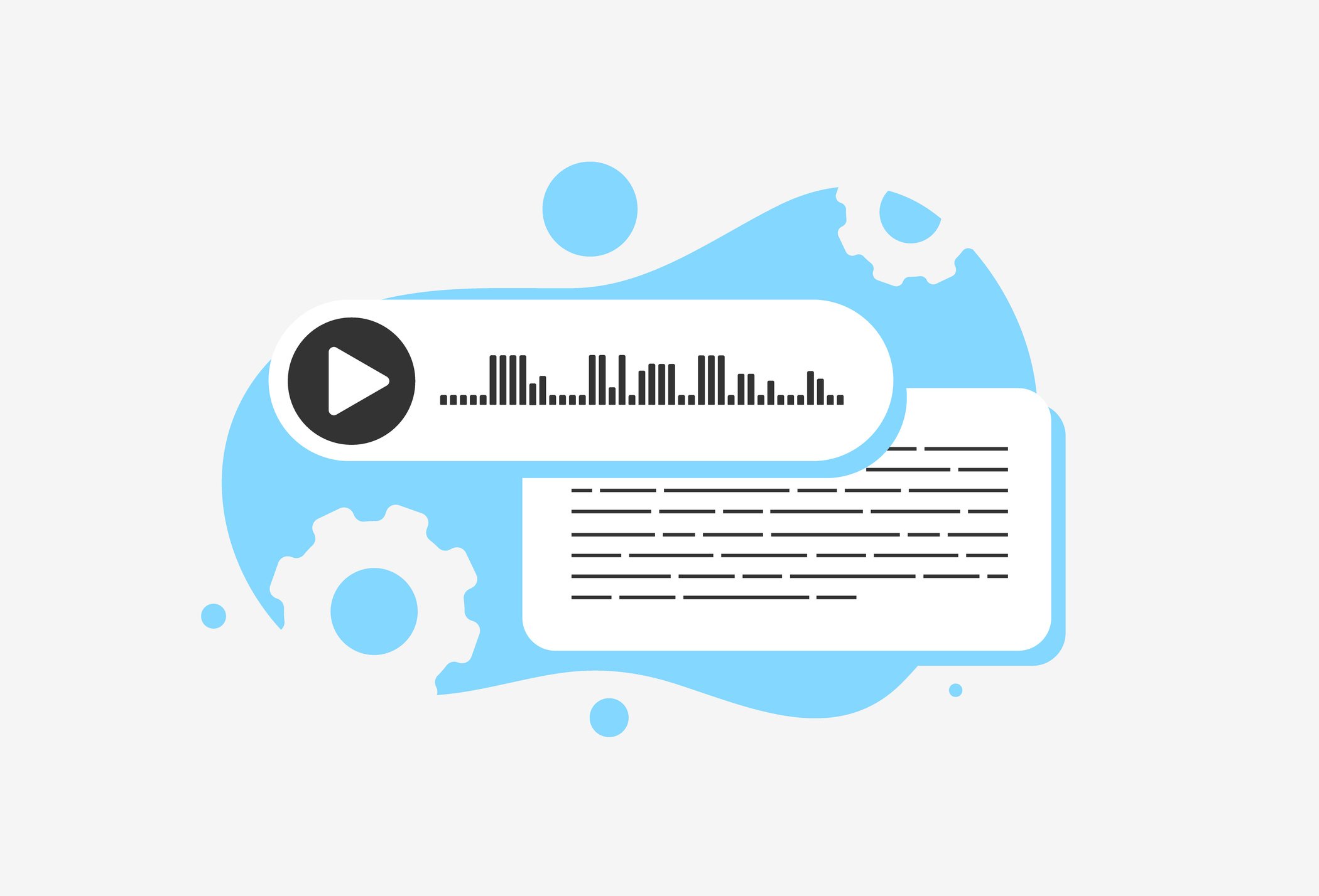 illustration of voice being transcribed to text