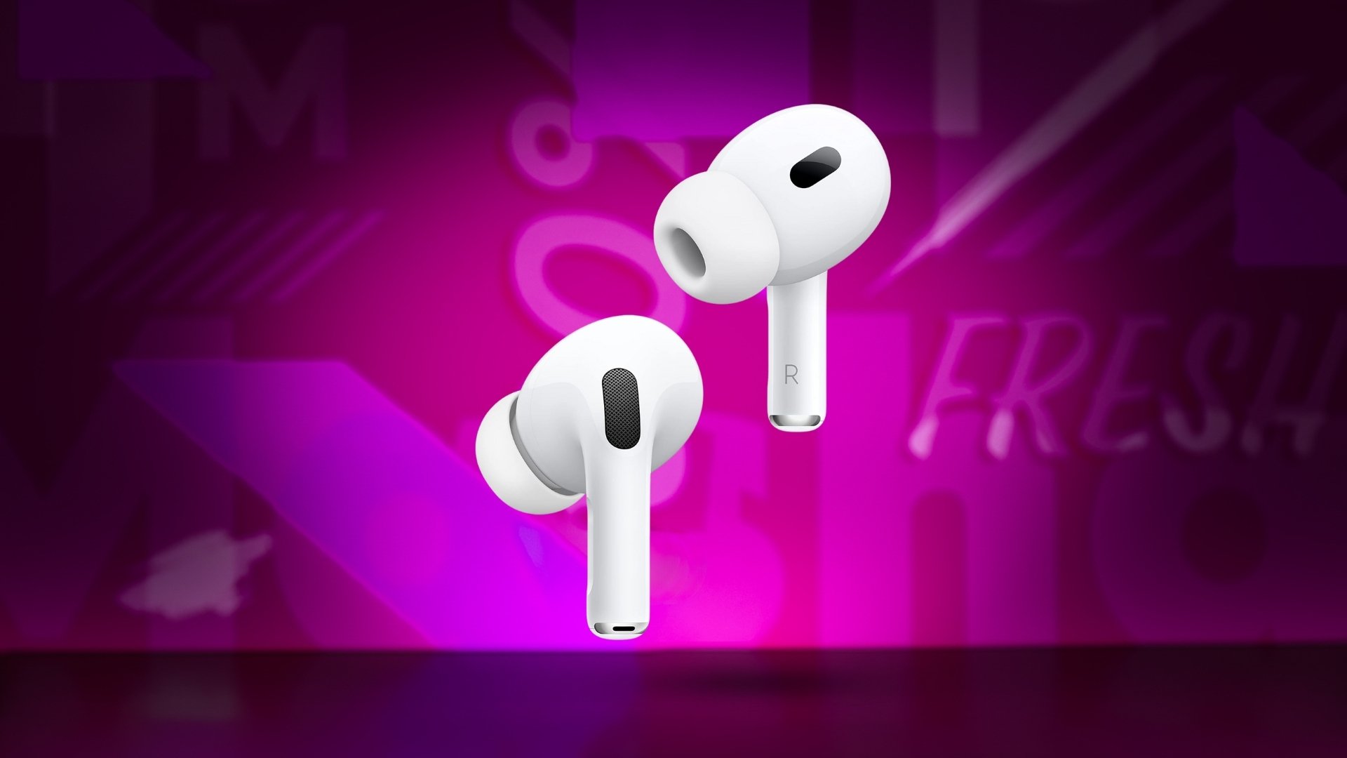 Apple AirPods on Mashable background