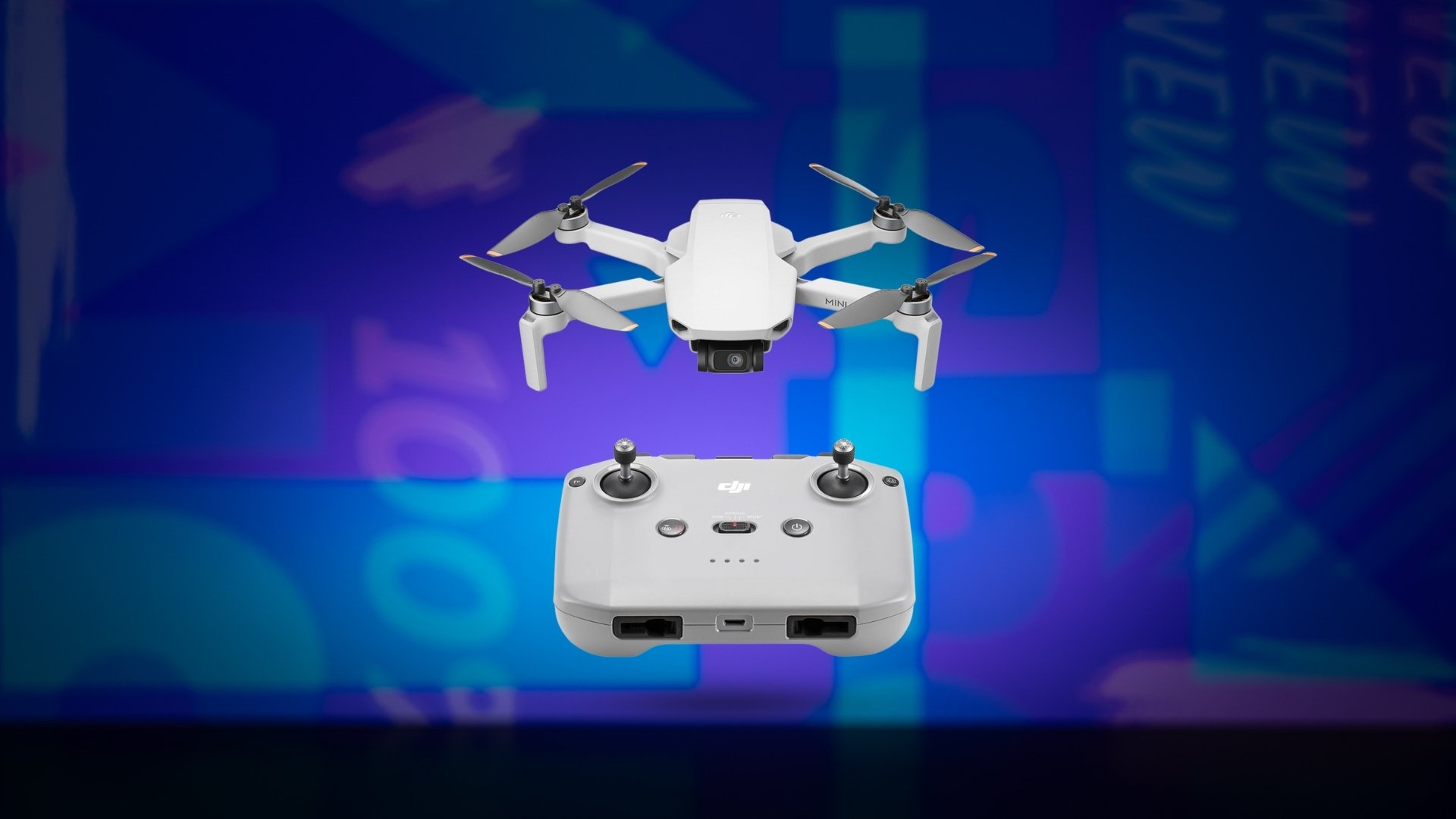 DJI drone on Mashable background