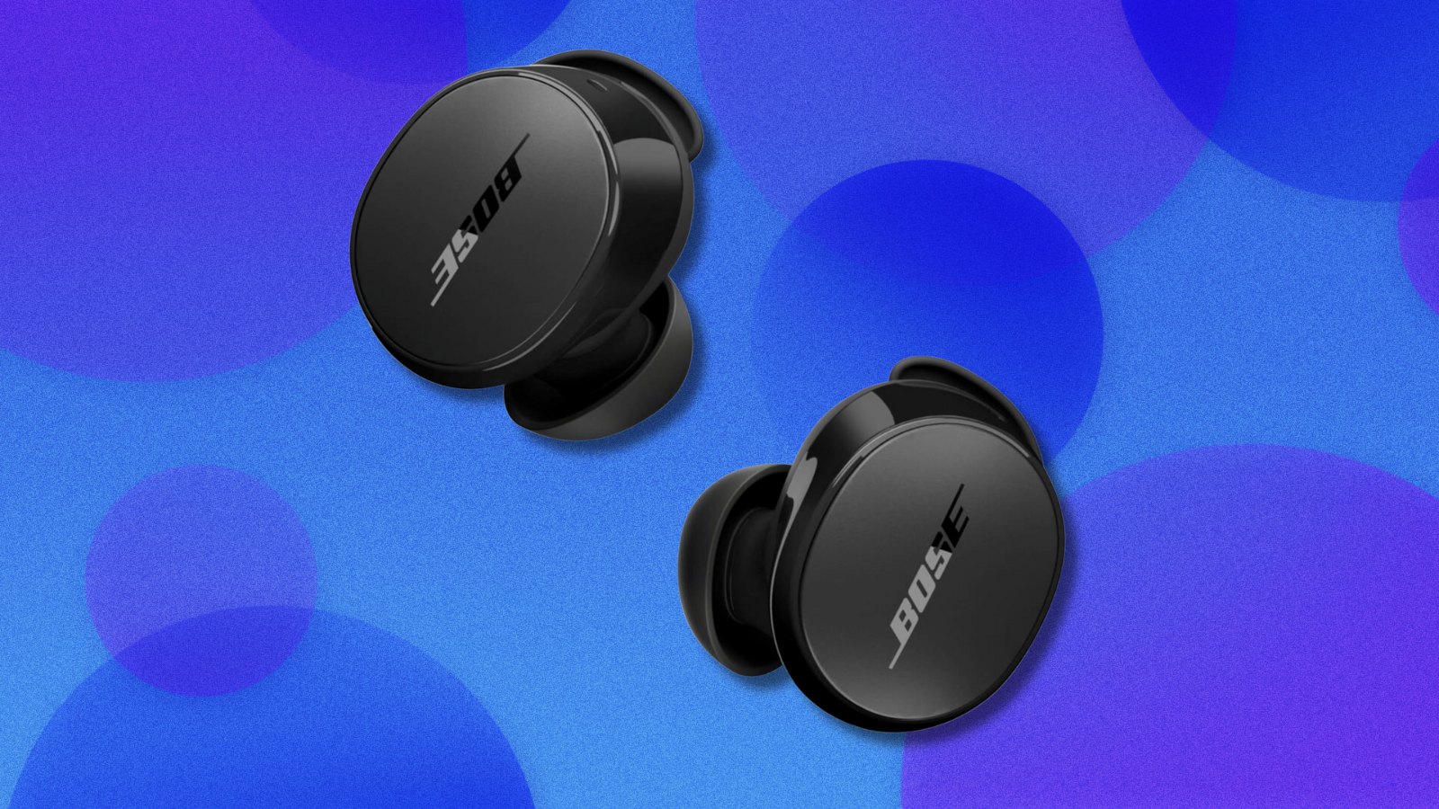 Bose QuietComfort Earbuds on blue and dark blue abstract background