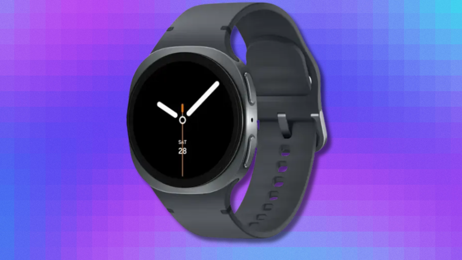 Samsung Galaxy Watch8 on purple and pink abstract background