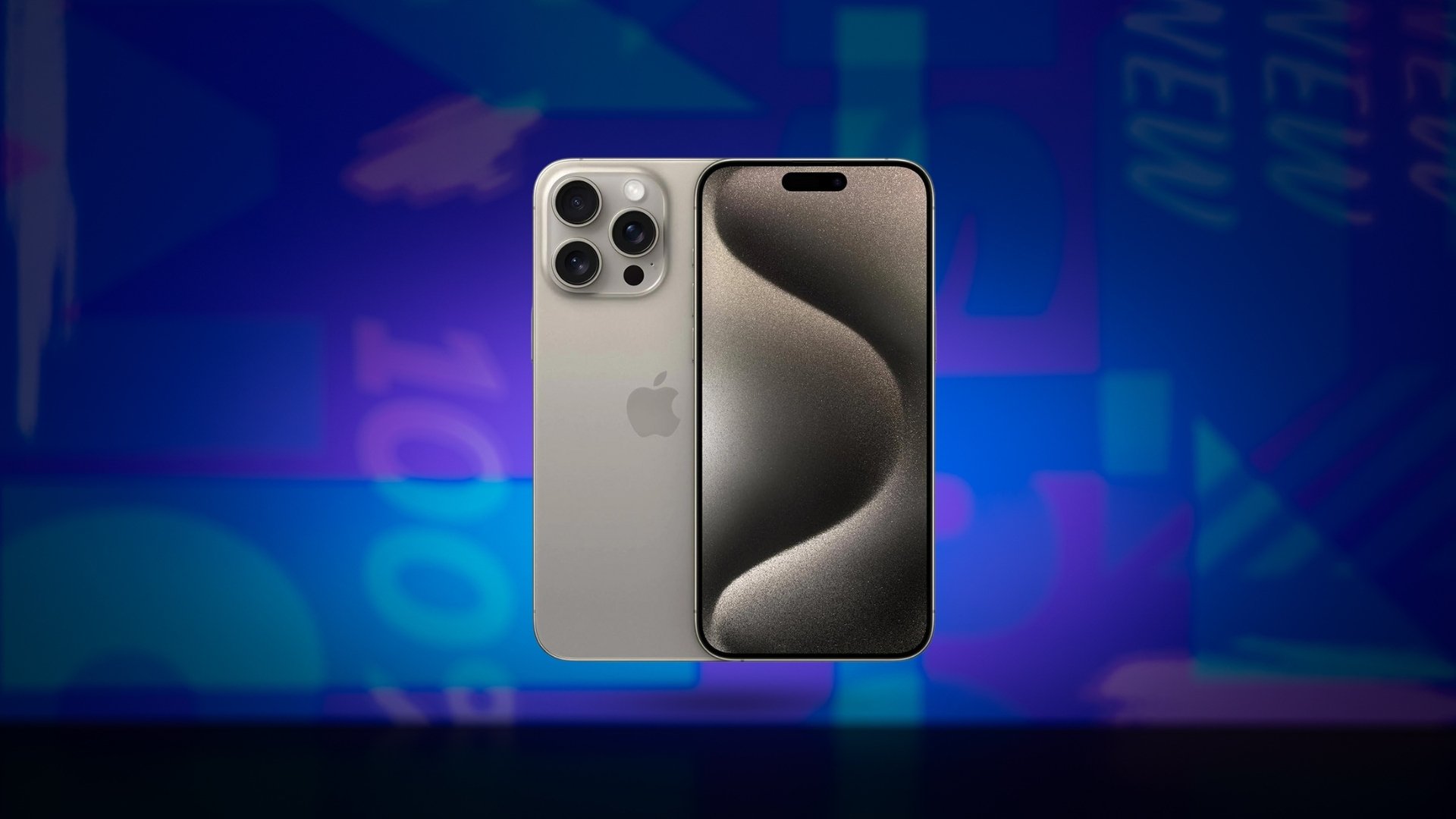 iPhone 15 Pro Max on Mashable background