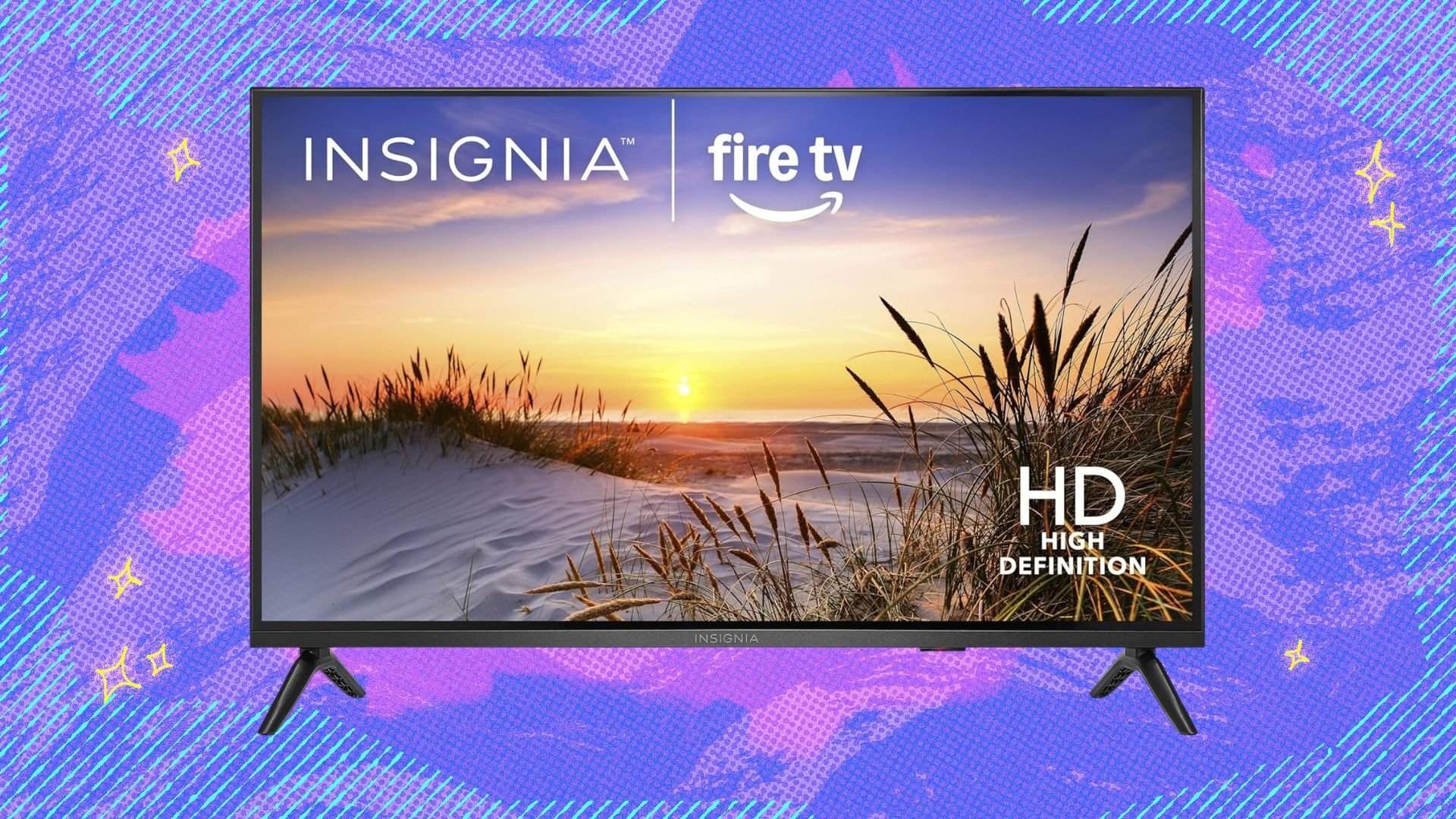 insignia smart tv on purple background