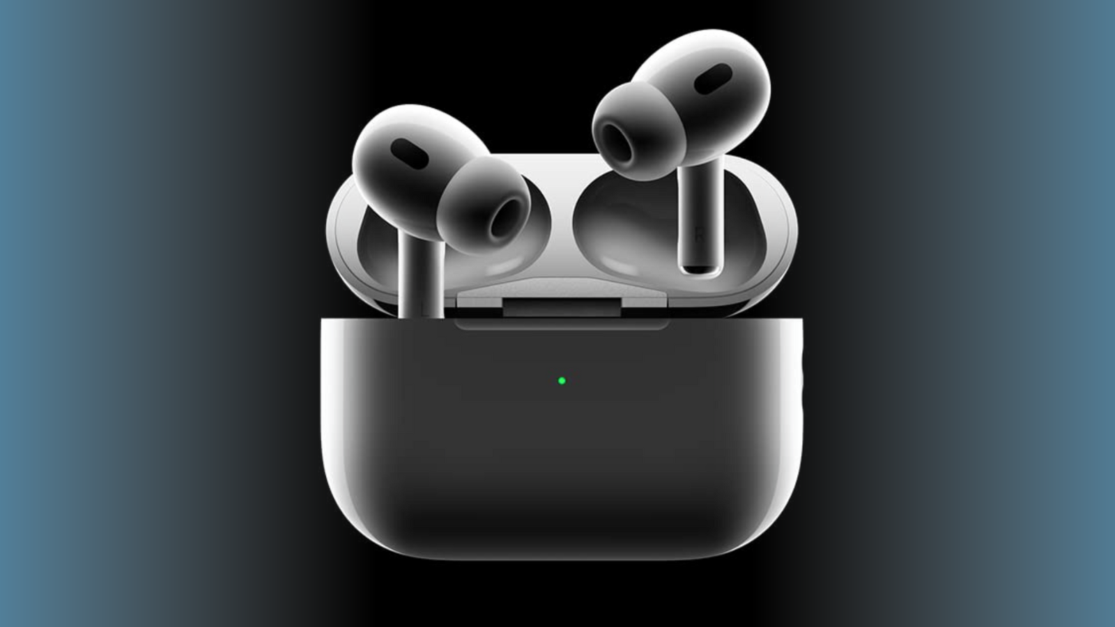 Apple AirPods Pro with black and blue background