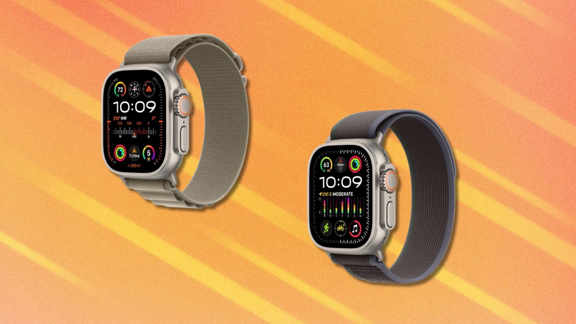 the apple watch ultra 2 on an orange background