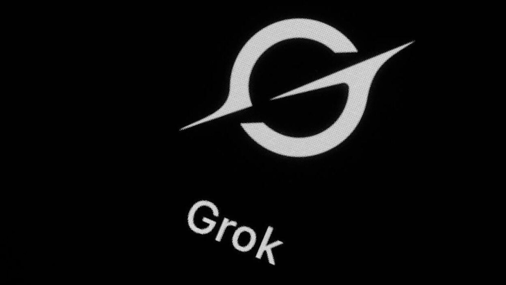 Grok's logo on a black screen.