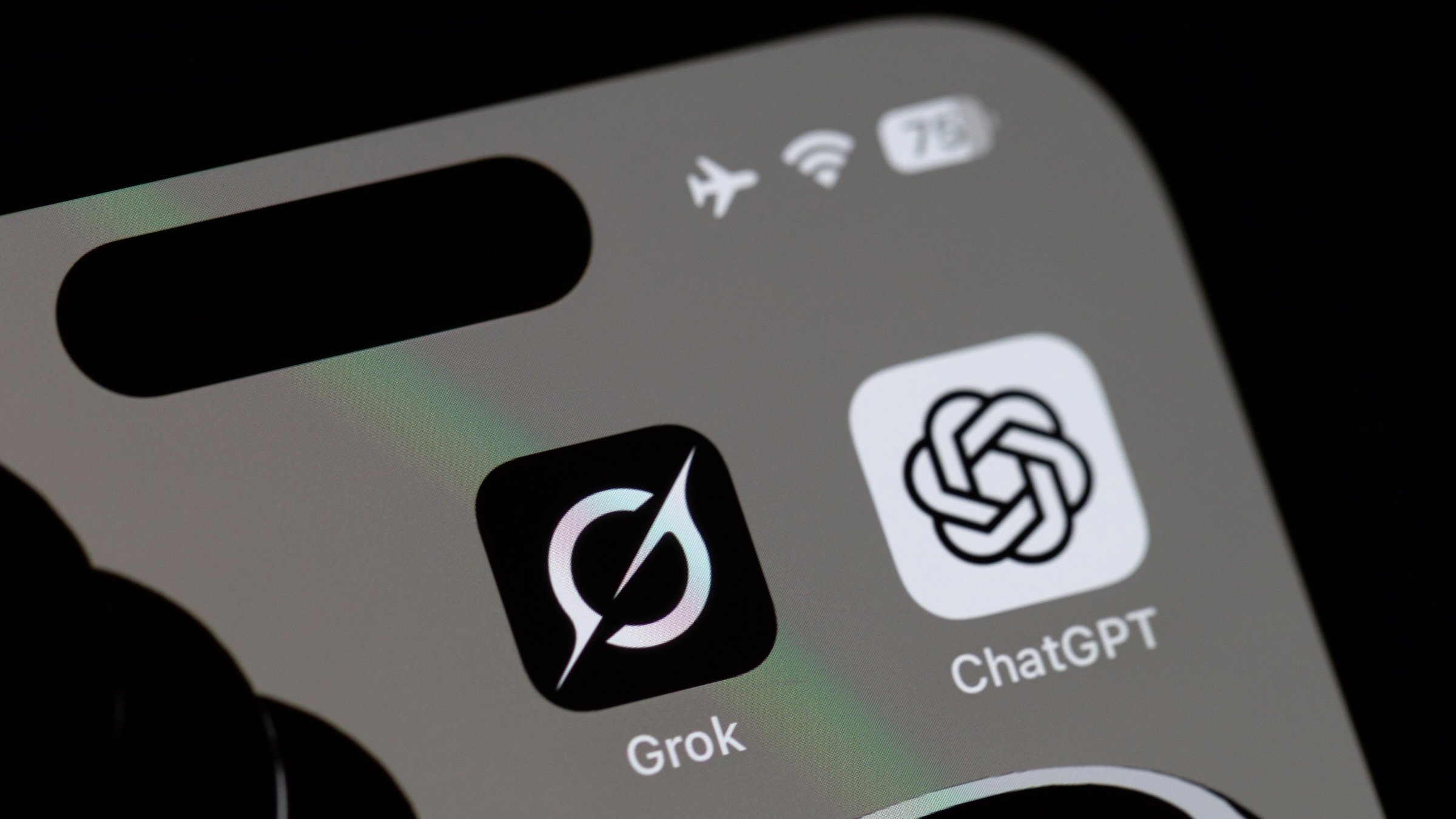 The Grok and ChatGPT apps on a smartphone